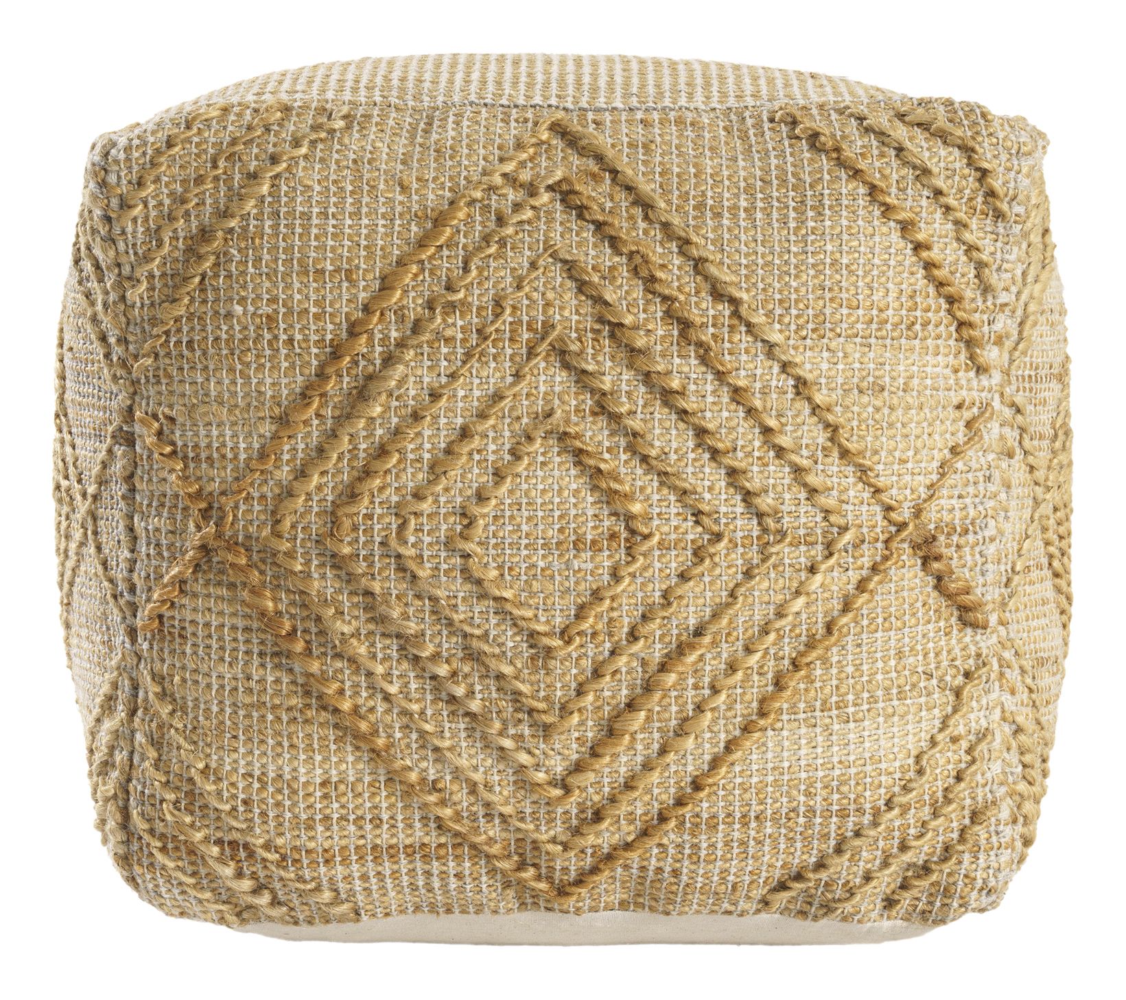 Ox Bay Diamond Farmhouse Hand-Woven Indoor PoufOttoman
