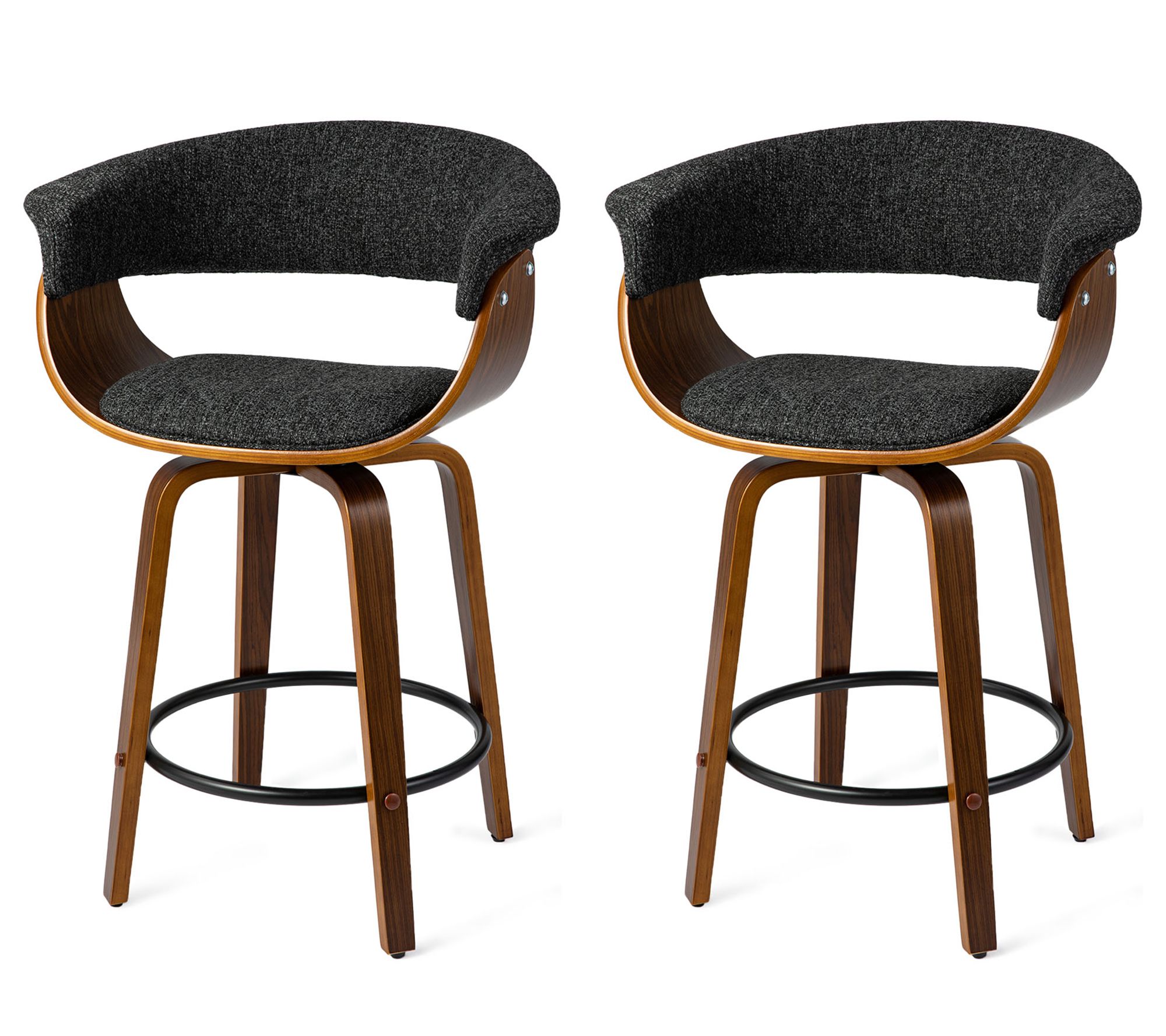 Glitzhome Mid-Century Modern Fabric Swivel Coun ter Stools S/2