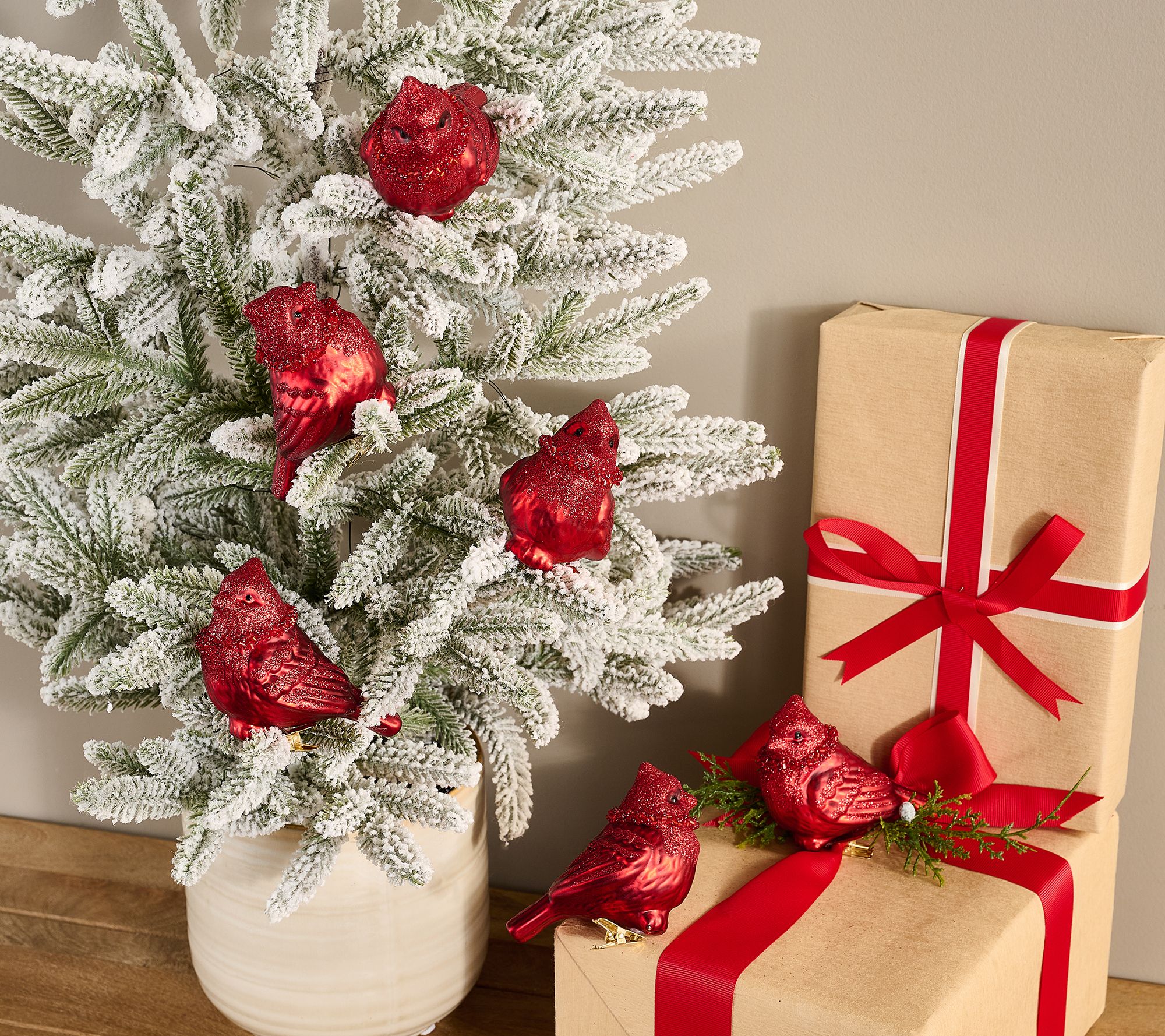 "As Is" Set of 6 Mercury Glass Cardinal Clips by Valerie