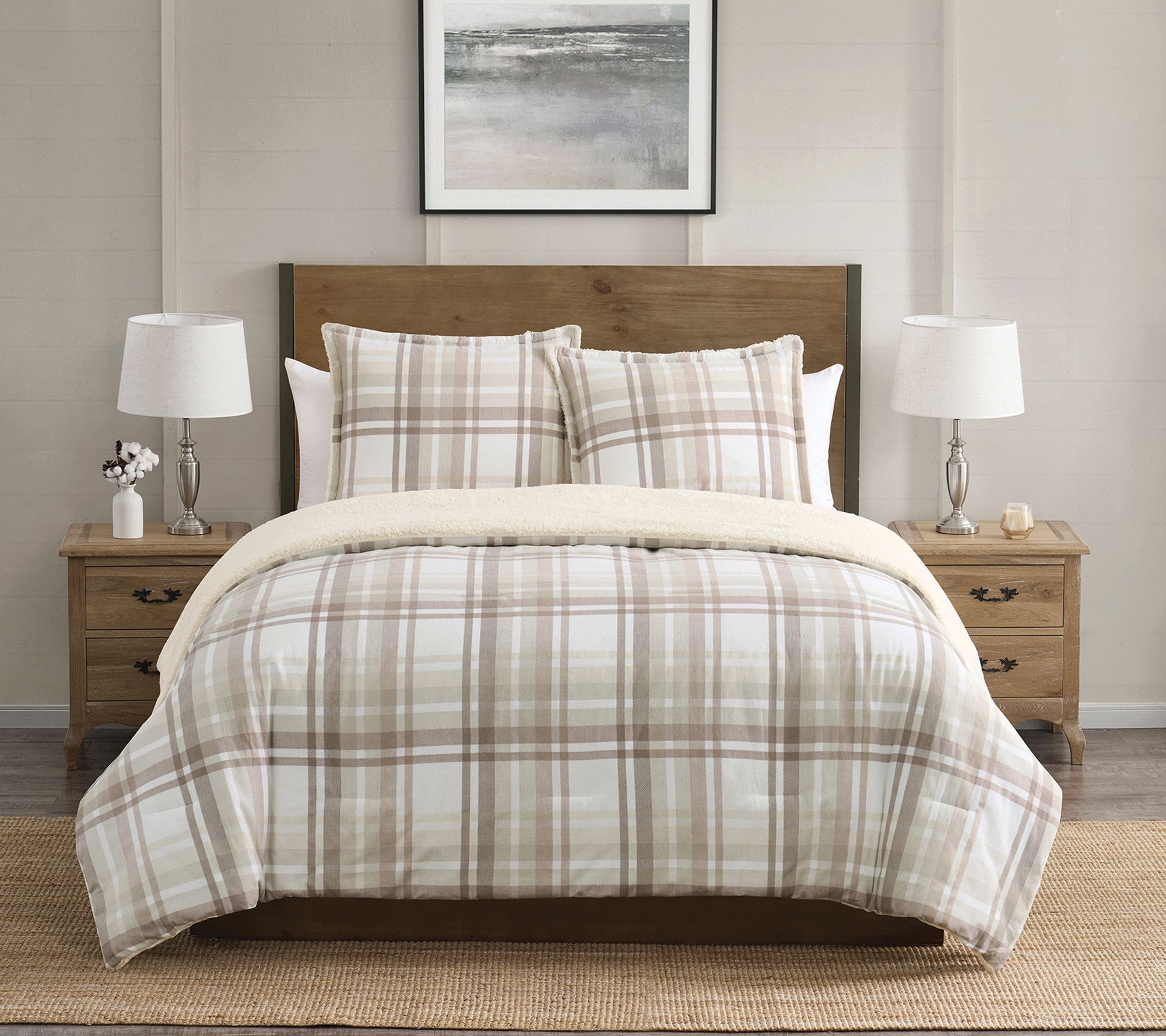 VCNY Home Plaid 3-Piece Brushed Cotton Comforter Set, King