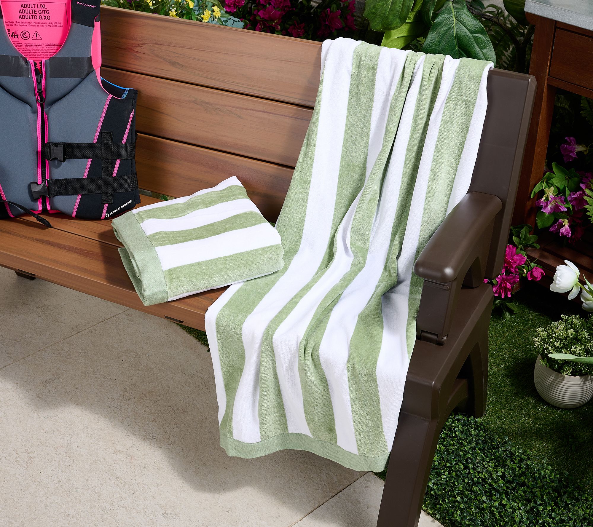 Home Reflections Set of 2 Cabana Stripe Beach Towels