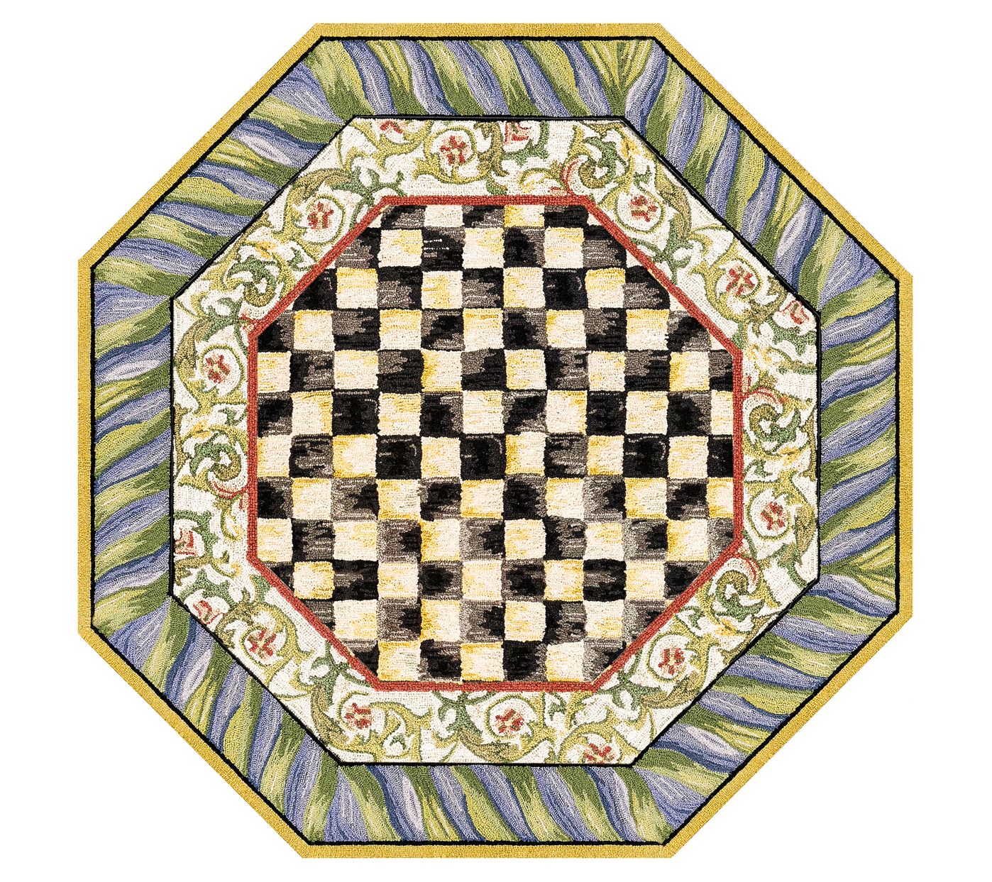 MacKenzie-Childs Courtly Check 6' Octagon Washable Rug