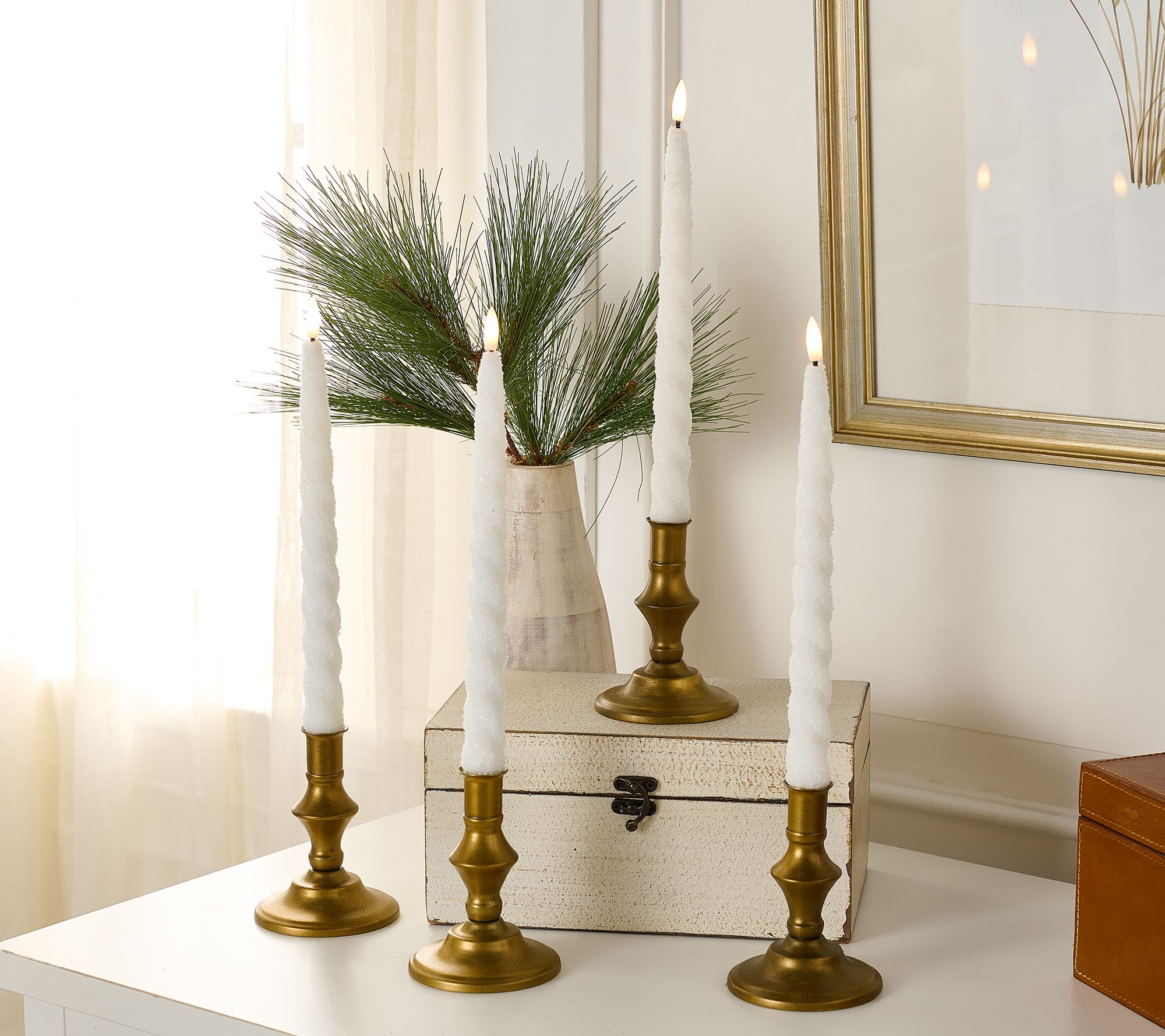 Home Reflections S/4 Flameless Crystal Taper Candles