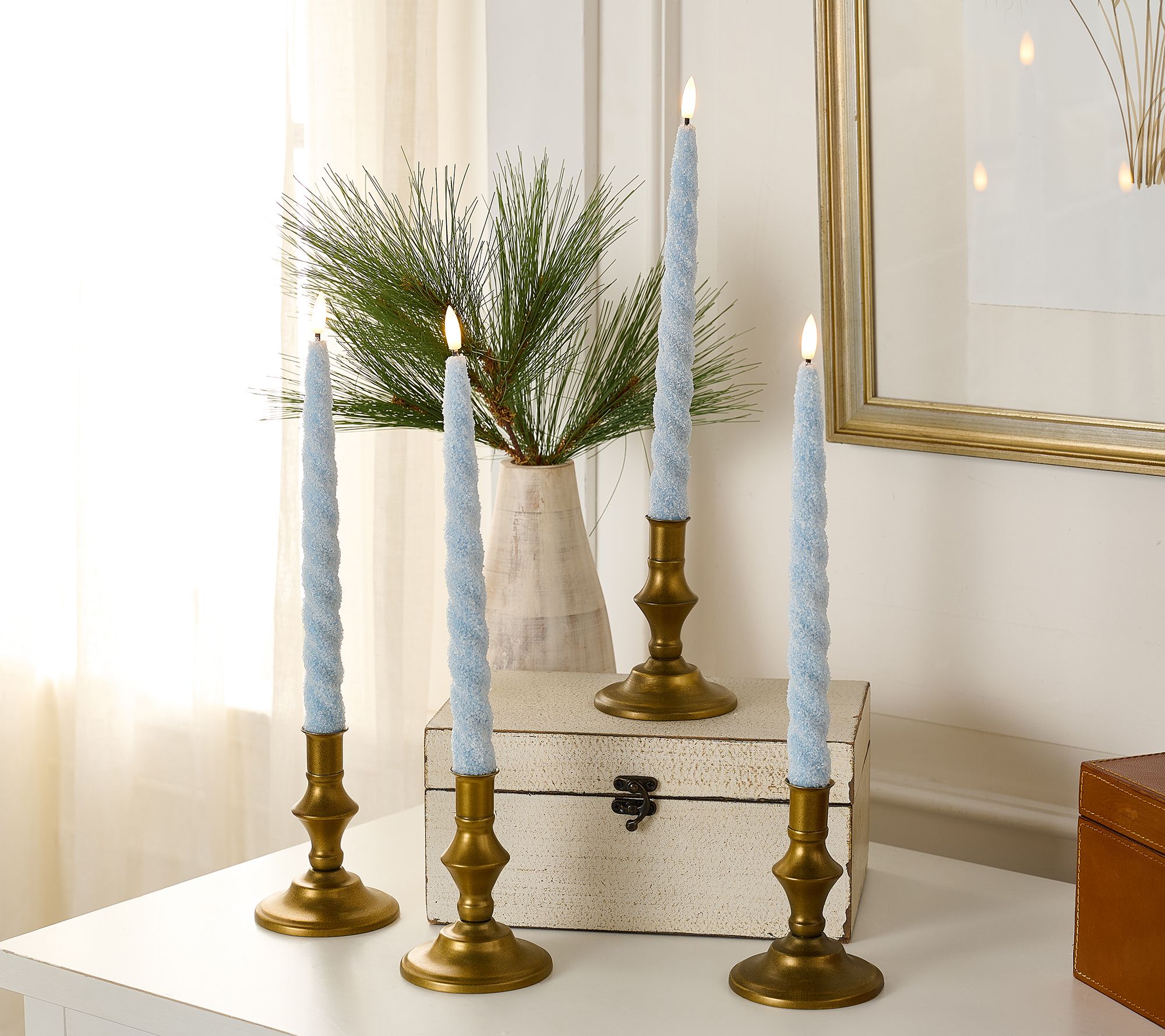 Home Reflections S/4 Flameless Crystal Taper Candles