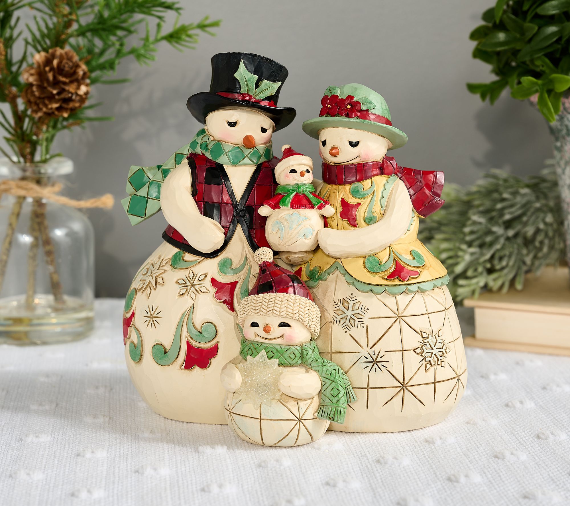 2 Petits Bonhommes De Neige En Céramique – Vert Menthe – 4.25 Pouces – Occasion