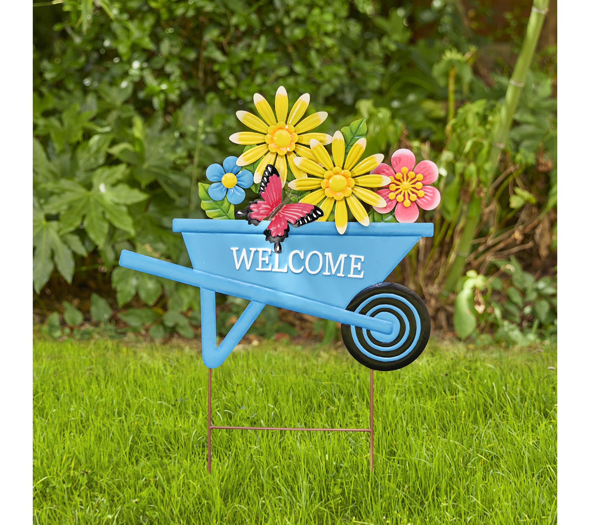 Glitzhome 30" Spring Garden Barrow Wall Decor Or Yard Stake