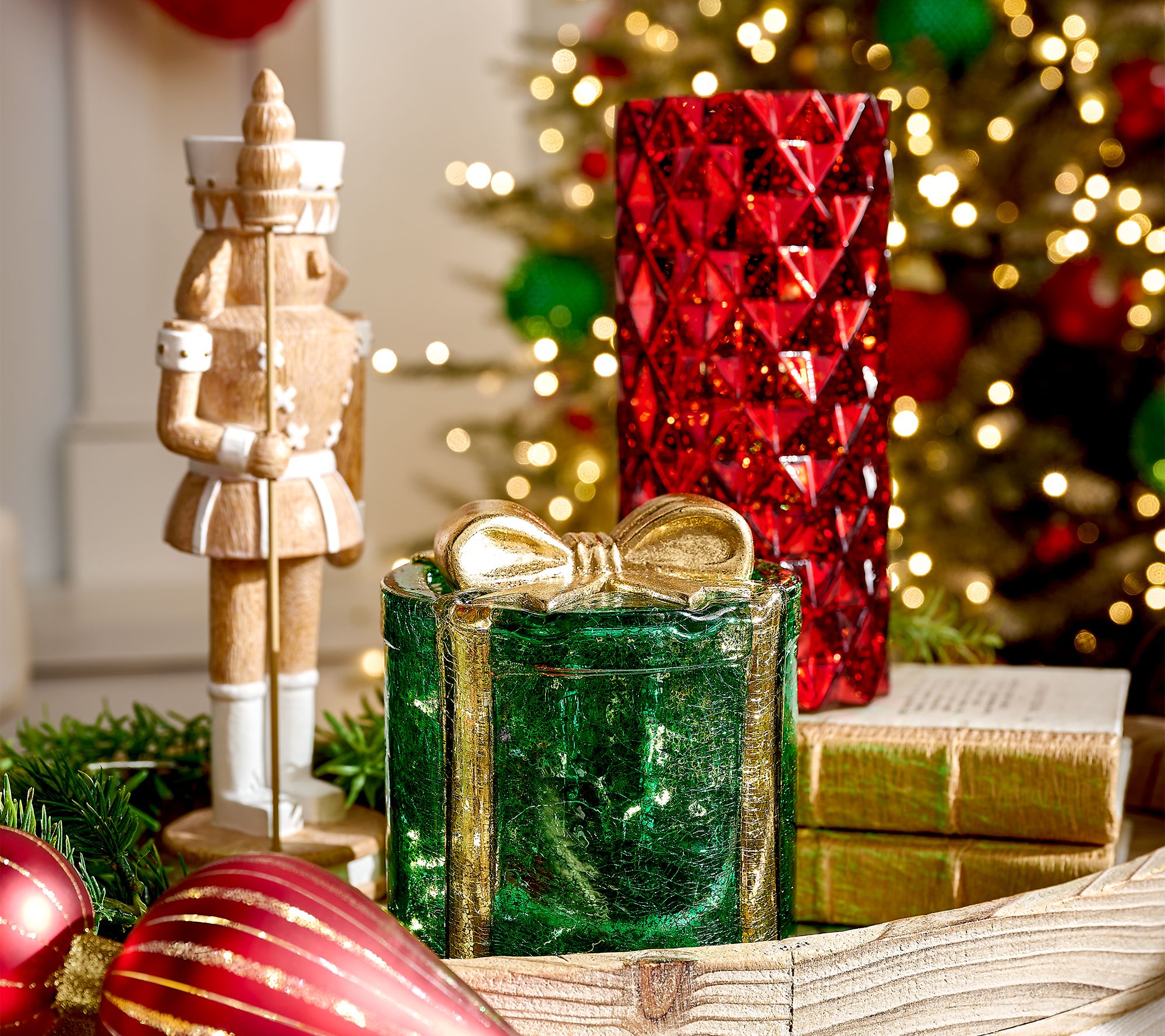 Illuminated Mercury Crackle Glass Gift Box by Valerie - QVC.com