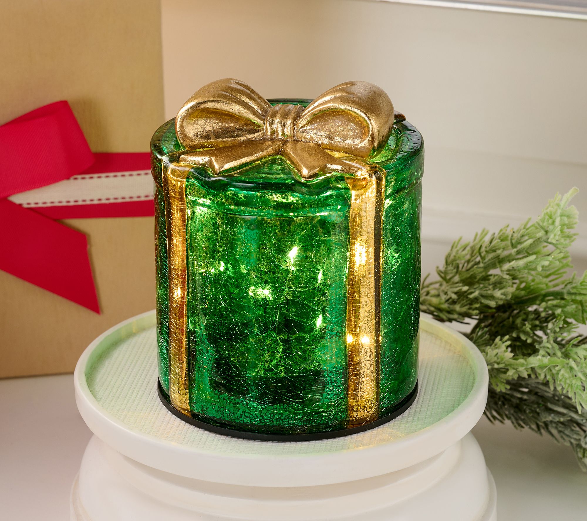 Illuminated Mercury Glass Gift Box by Valerie