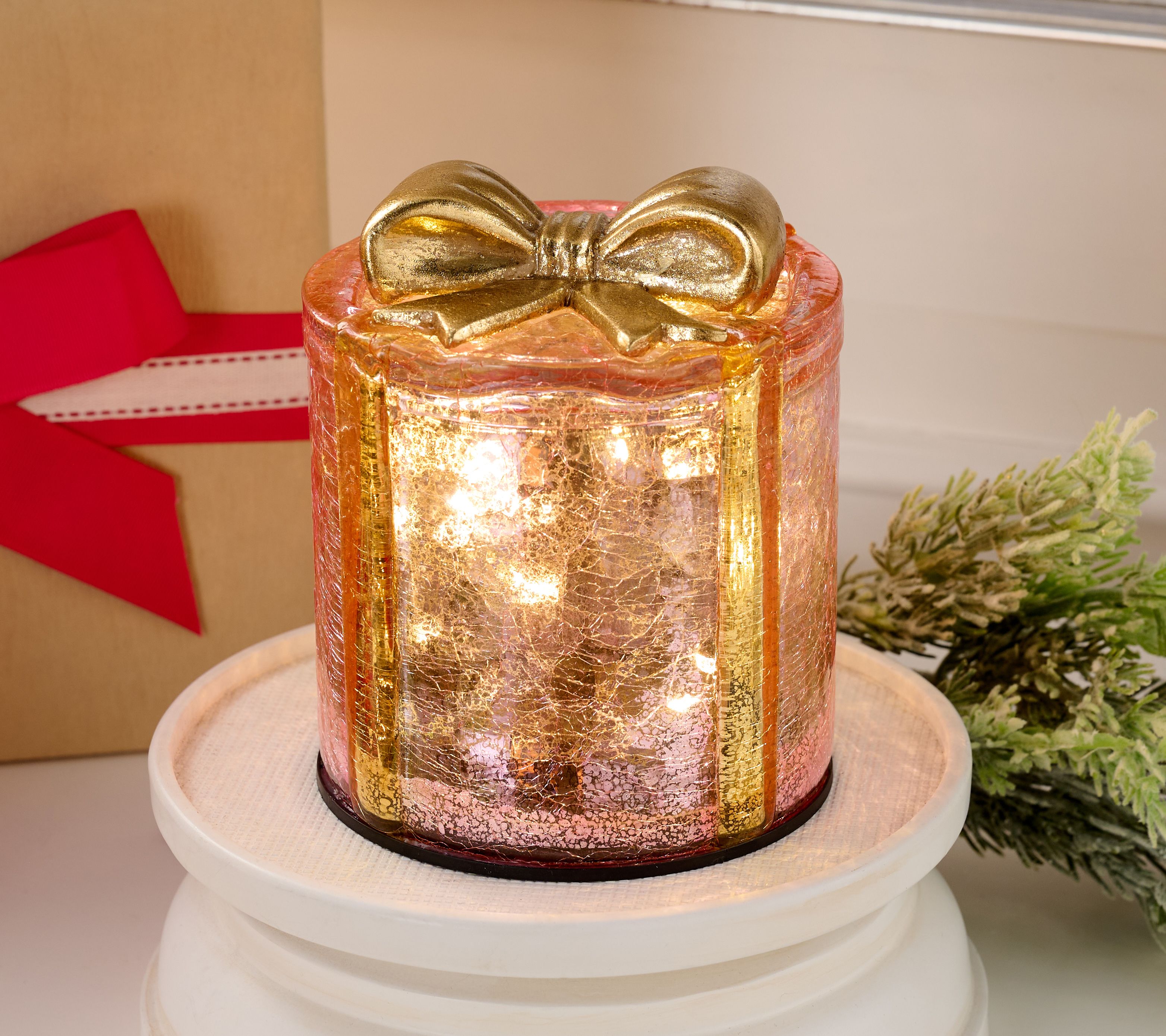 Illuminated Mercury Glass Gift Box by Valerie