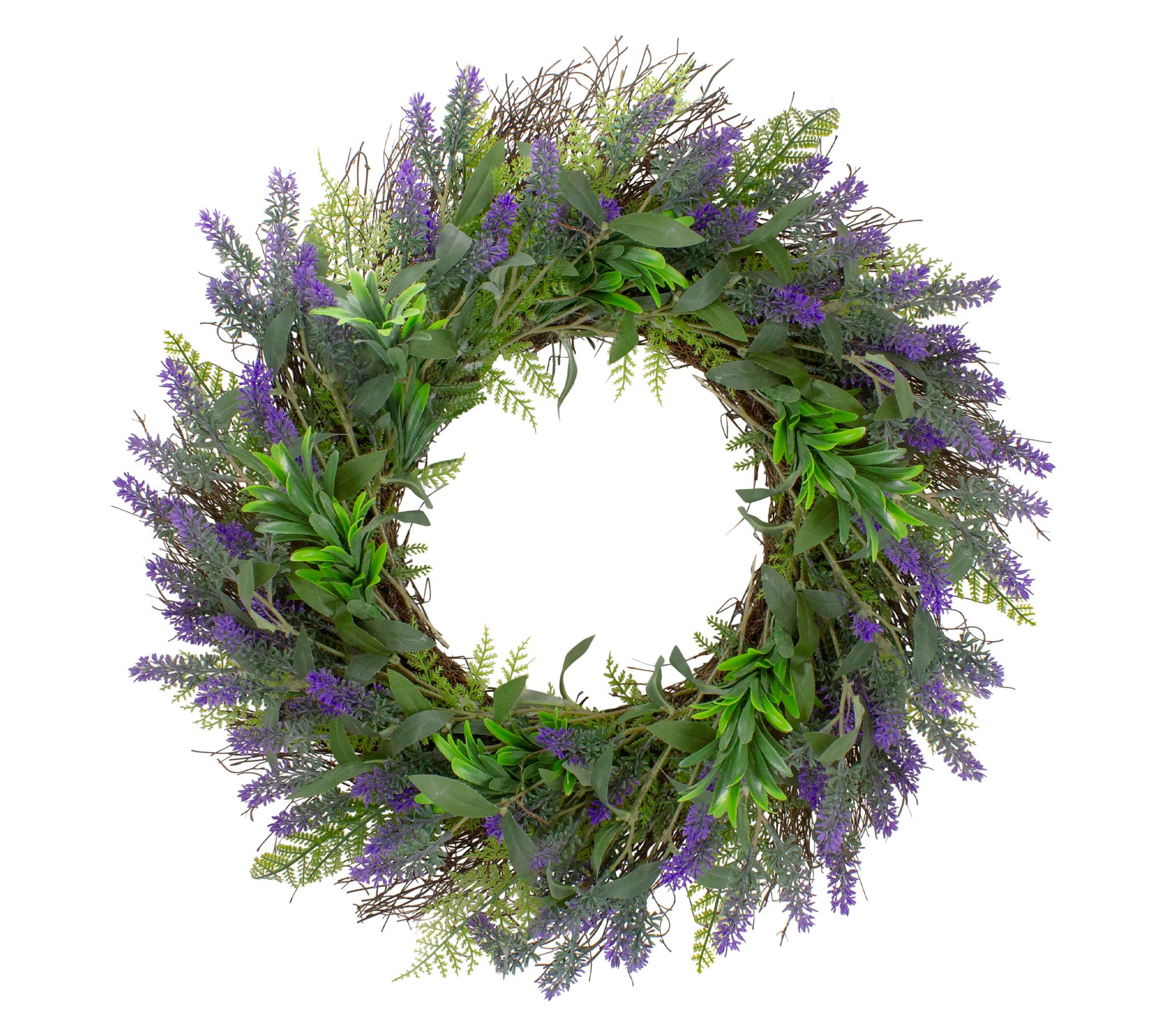 Northlight Lavender and Spring Foliage Floral Wreath