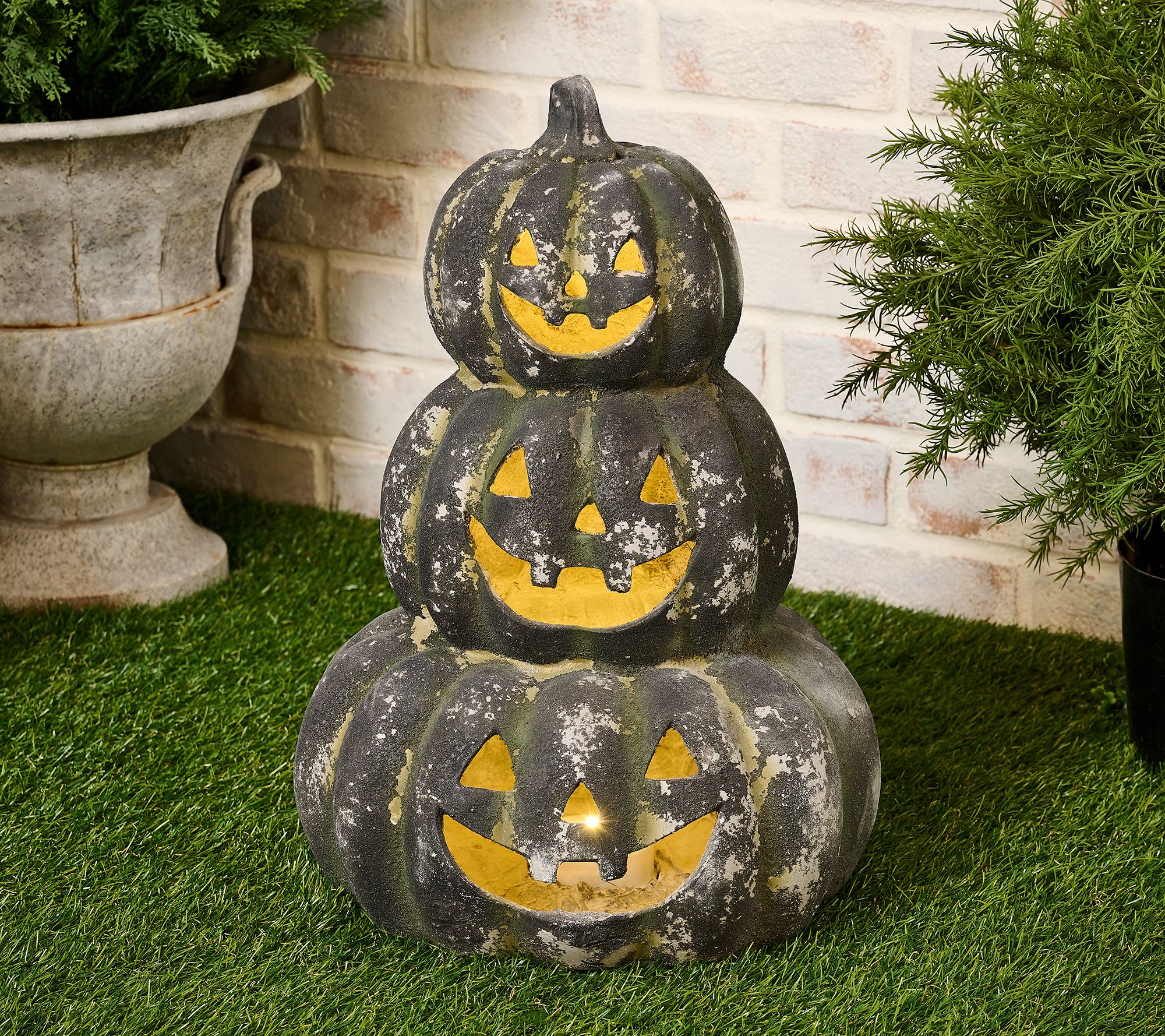 Martha Stewart 18" Illuminated Indoor/Outdoor Mottled Pumpkin Stack