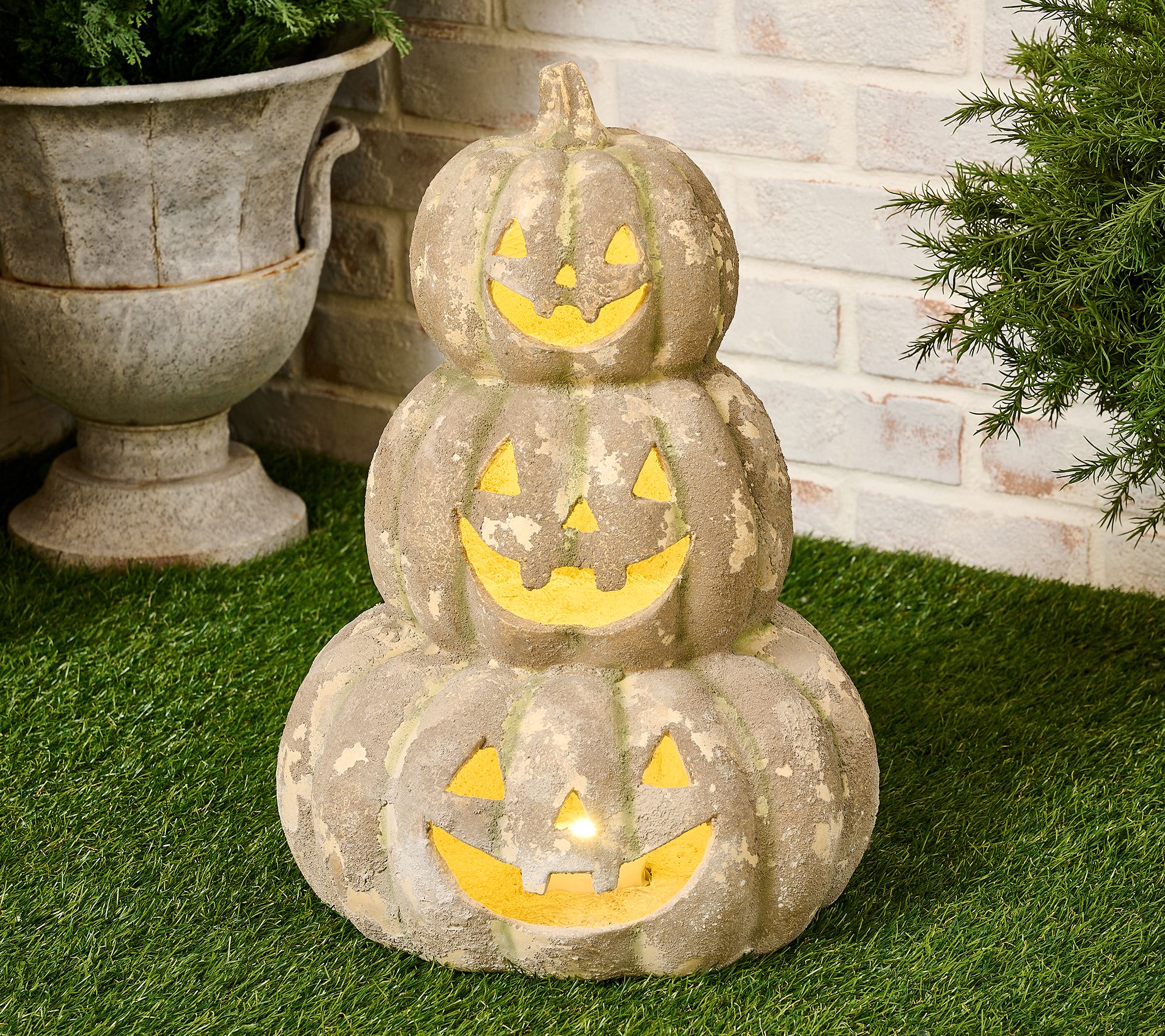 Martha Stewart 18" Illuminated Indoor/Outdoor Mottled Pumpkin Stack