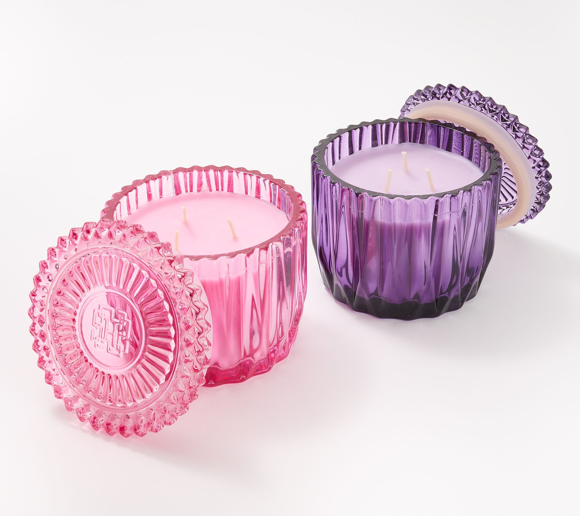 "As Is" HomeWorx by Slatkin + Co. S/2 14oz Facet Glass Candles