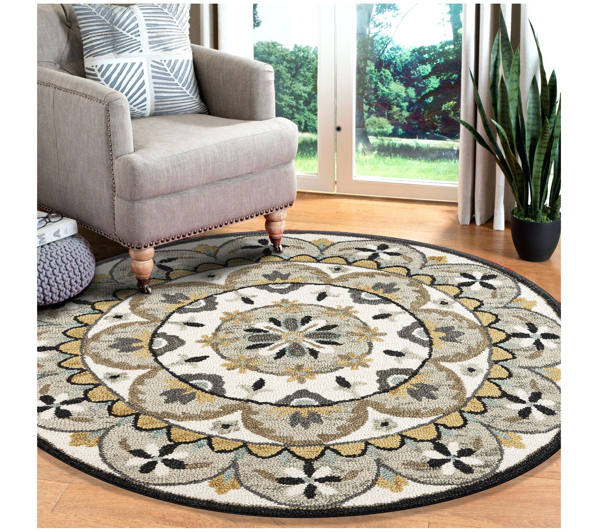 Ox Bay May Floral Medallion Wool Indoor 6' Round Rug