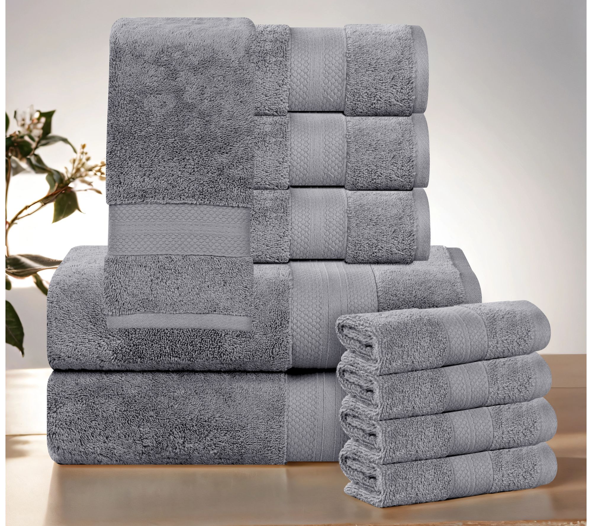 Superior 10-Piece Aria Turkish Cotton Solid Towel Set