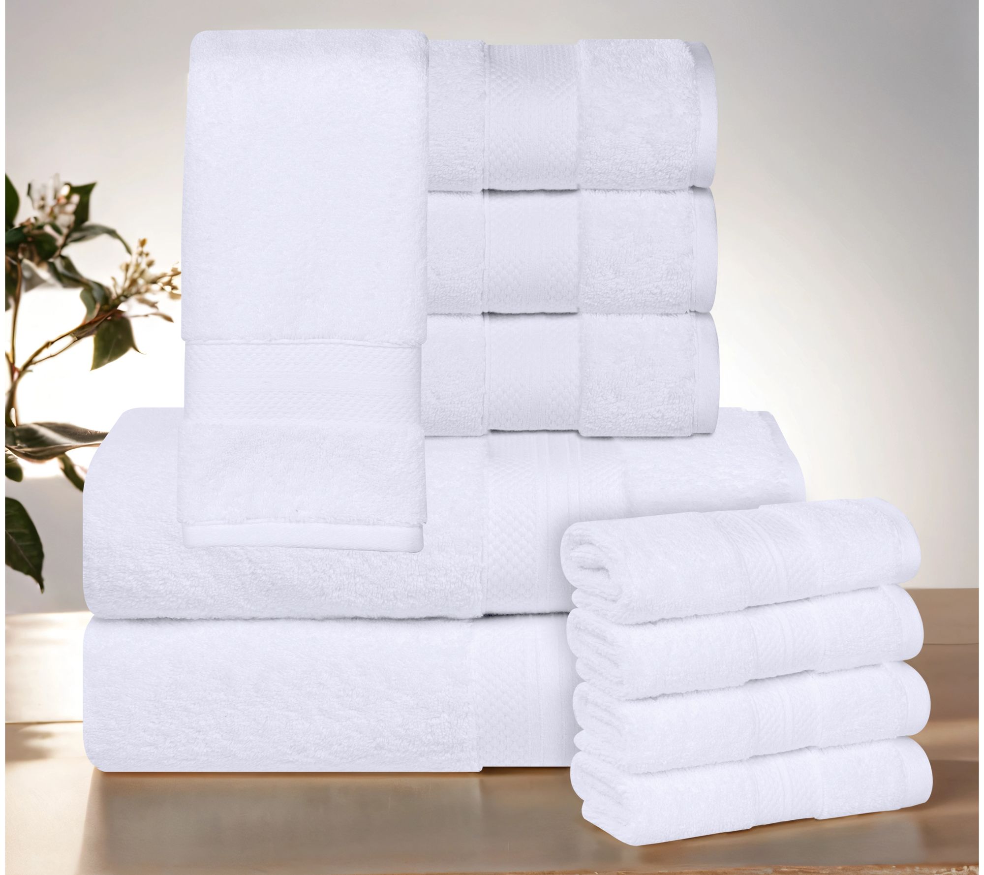 Superior 10-Piece Aria Turkish Cotton Solid Towel Set