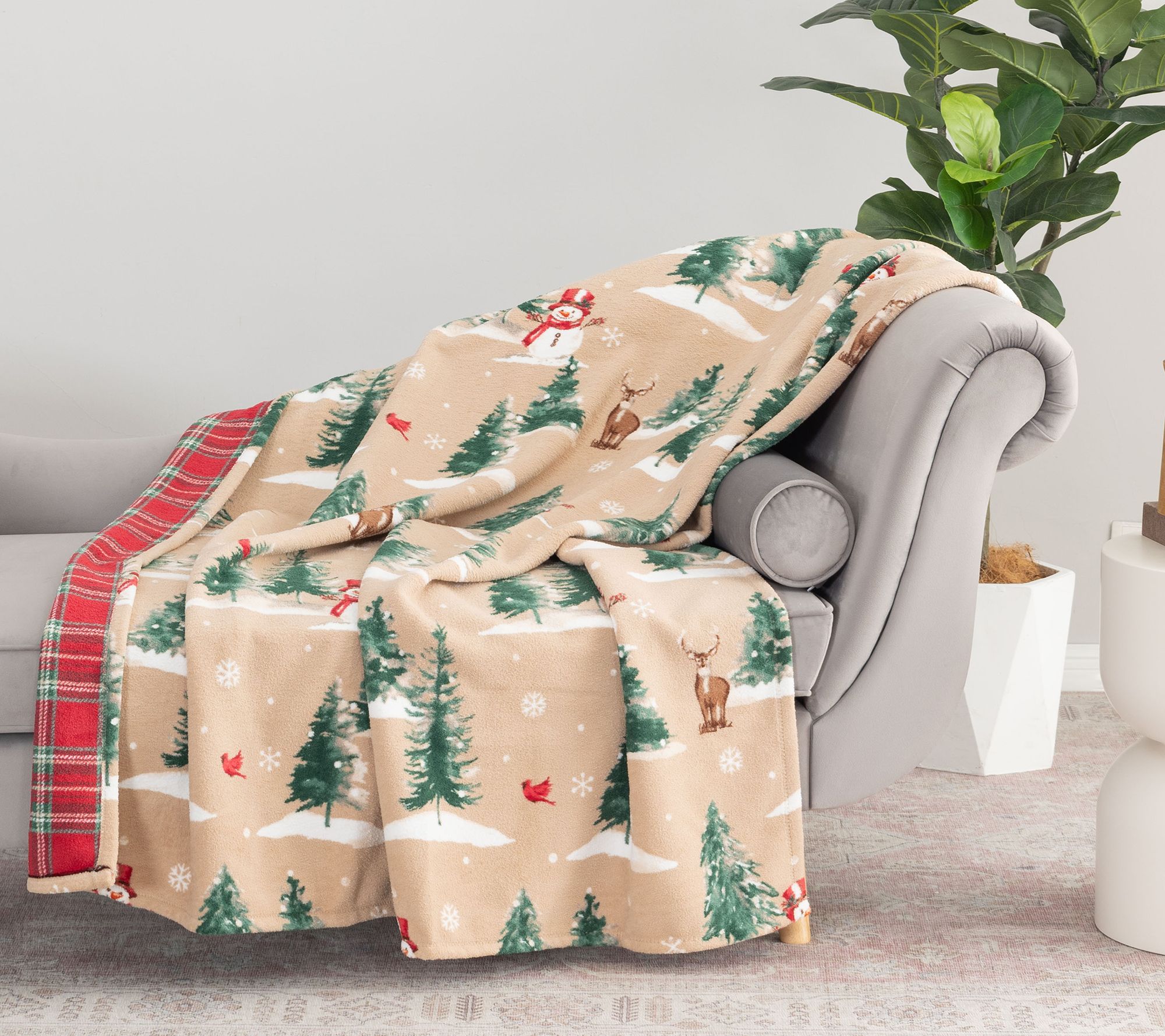 Berkshire 60x70 Holiday Reversible Twin Print Plush Throw