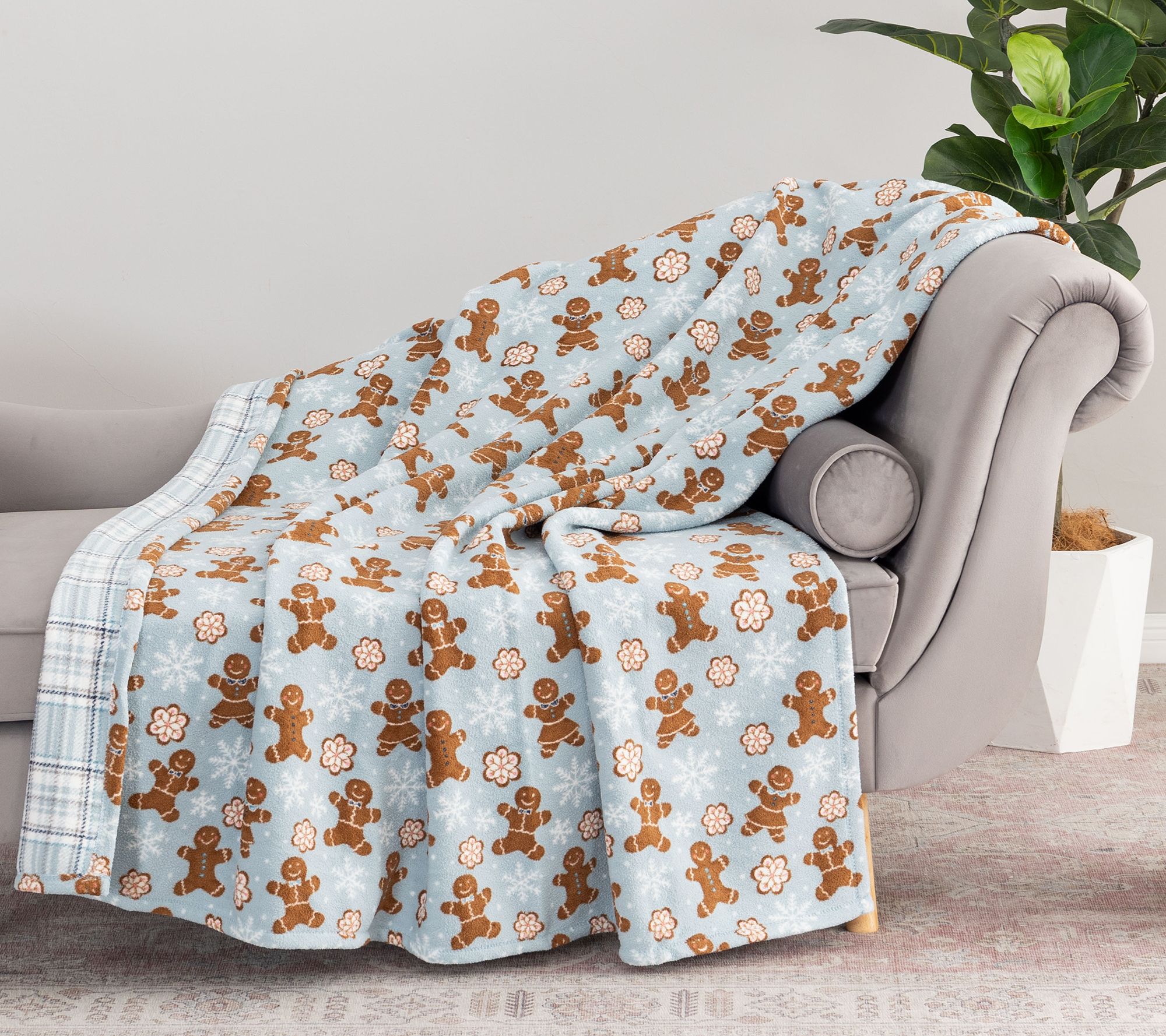 Berkshire 60x70 Holiday Reversible Twin Print Plush Throw