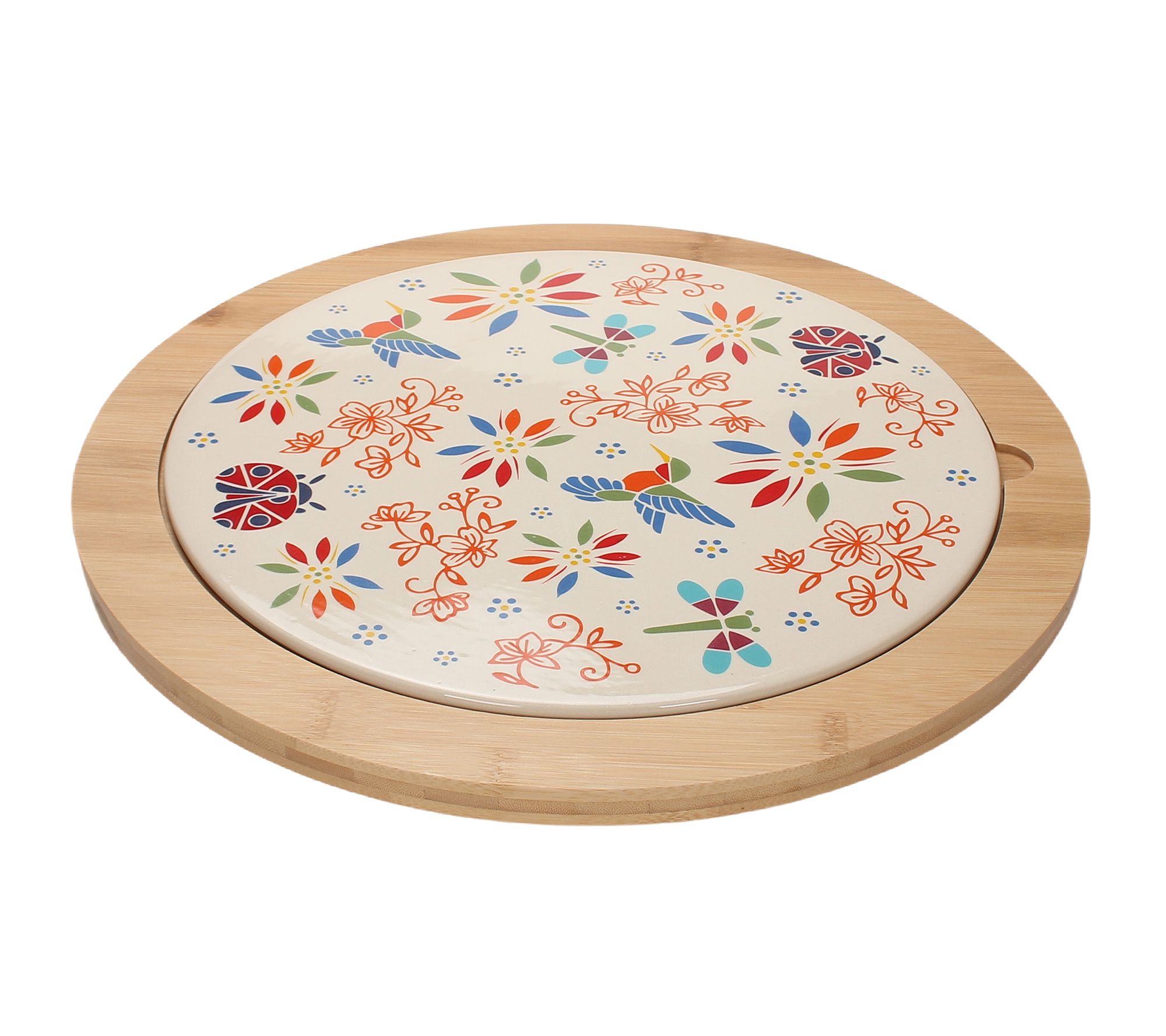 "As Is" Temp-tations 15" Lazy Susan with Stoneware Inserts