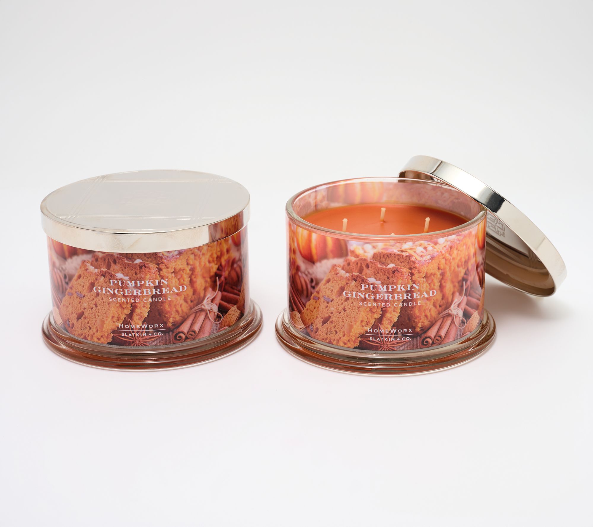HomeWorx by Slatkin + Co. S/2 18oz Candle Pumpkin Gingerbread
