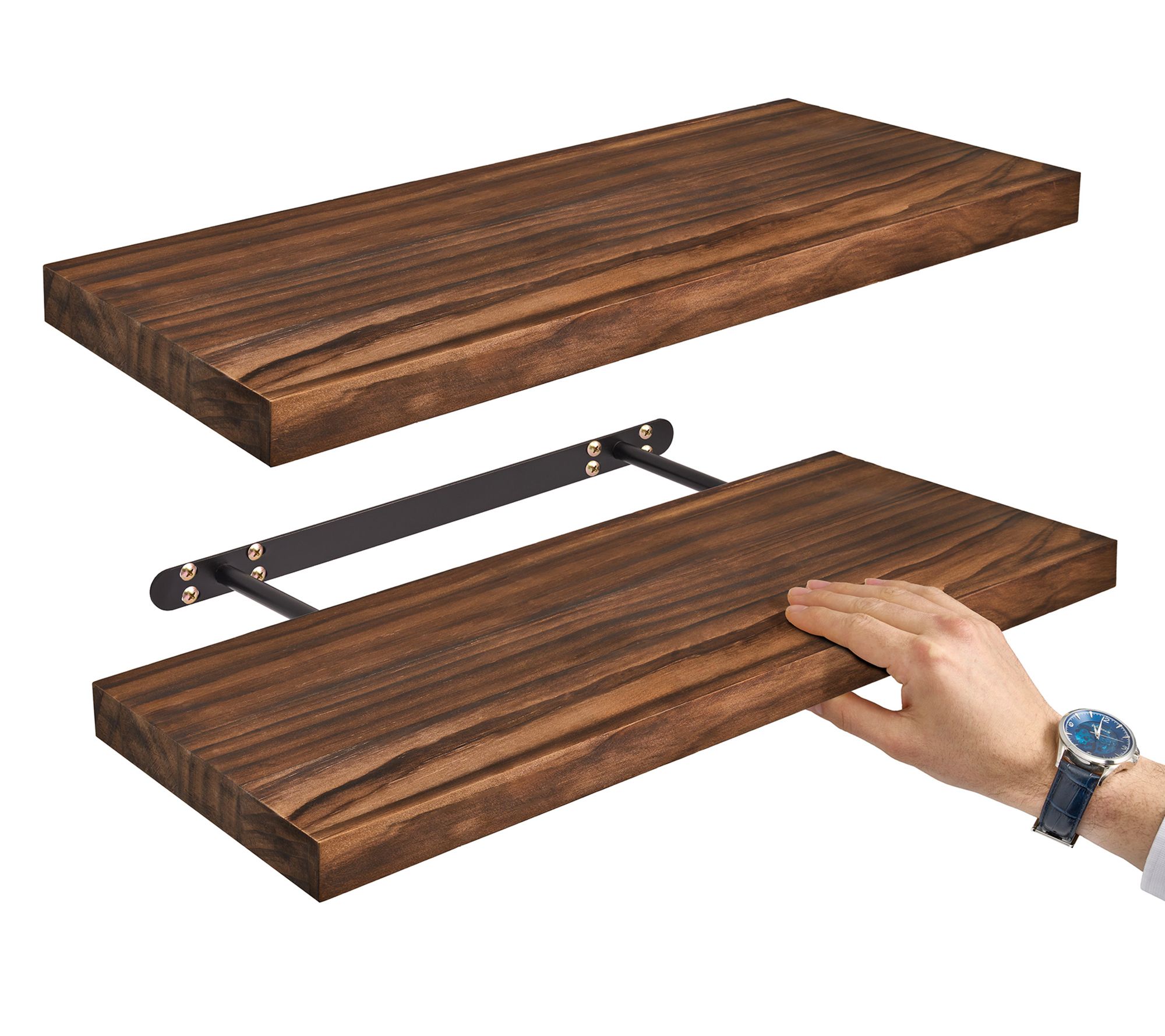 Sorbus Wood Floating Shelves for Wall - 24" Sol id Shelves 2 Pc