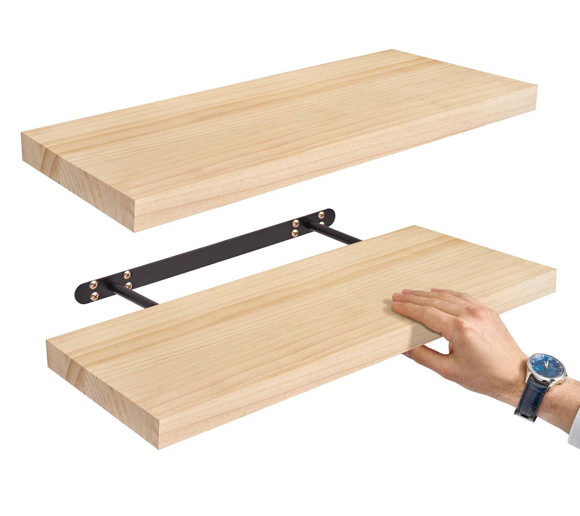 Sorbus Wood Floating Shelves for Wall - 24" Solid Shelves 2 Pc