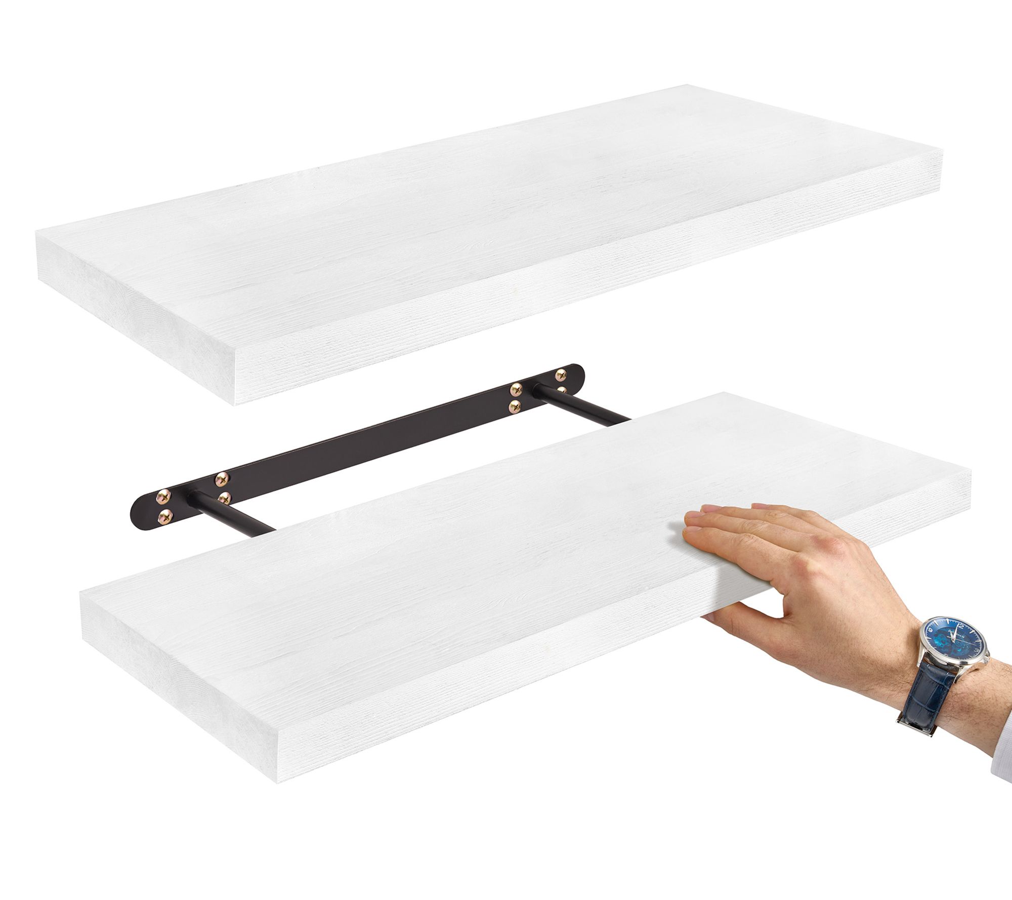 Sorbus Wood Floating Shelves for Wall - 24" Solid Shelves 2 Pc