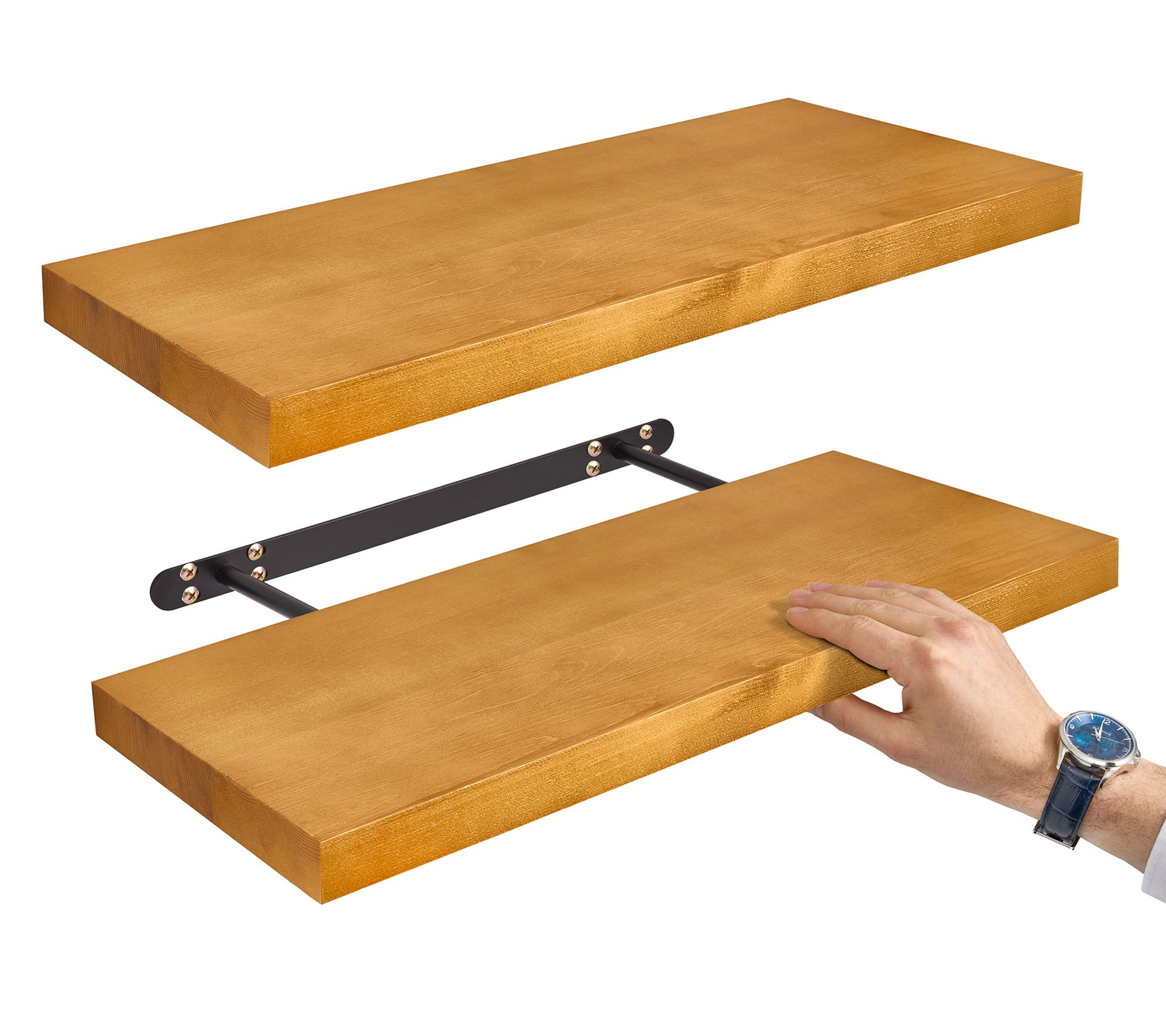 Sorbus Wood Floating Shelves for Wall - 24" Sol id Shelves 2 Pc