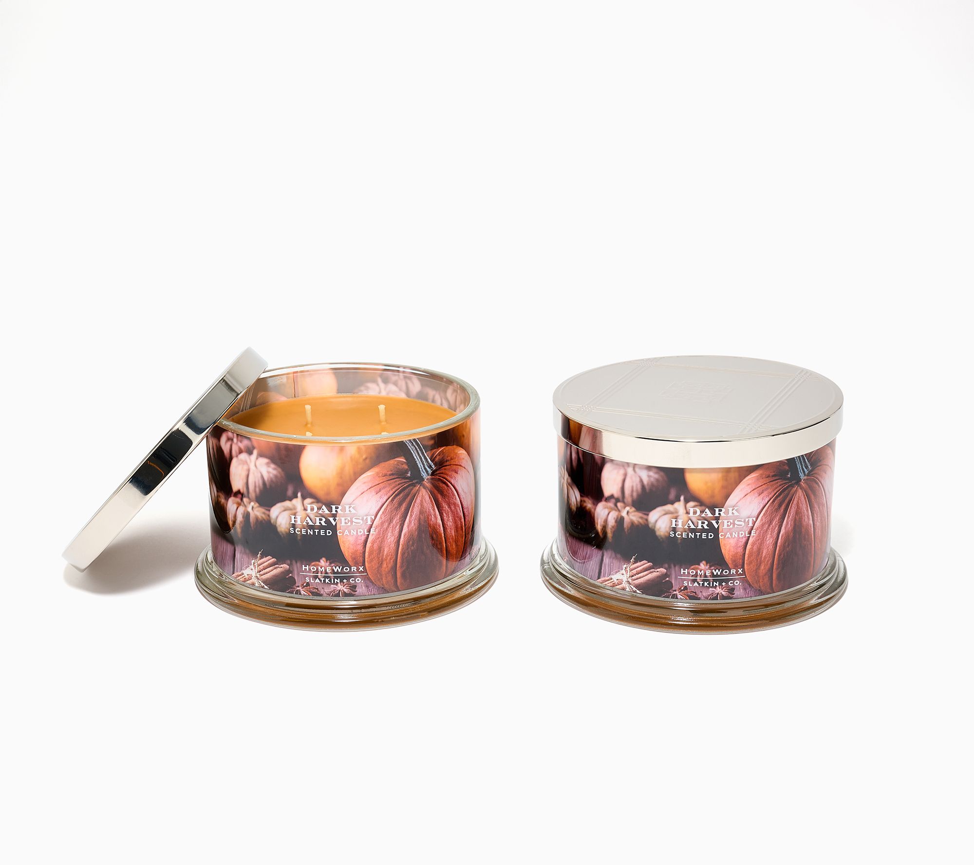 HomeWorx by Slatkin + Co. S/2 18oz Dark Harvest Candles