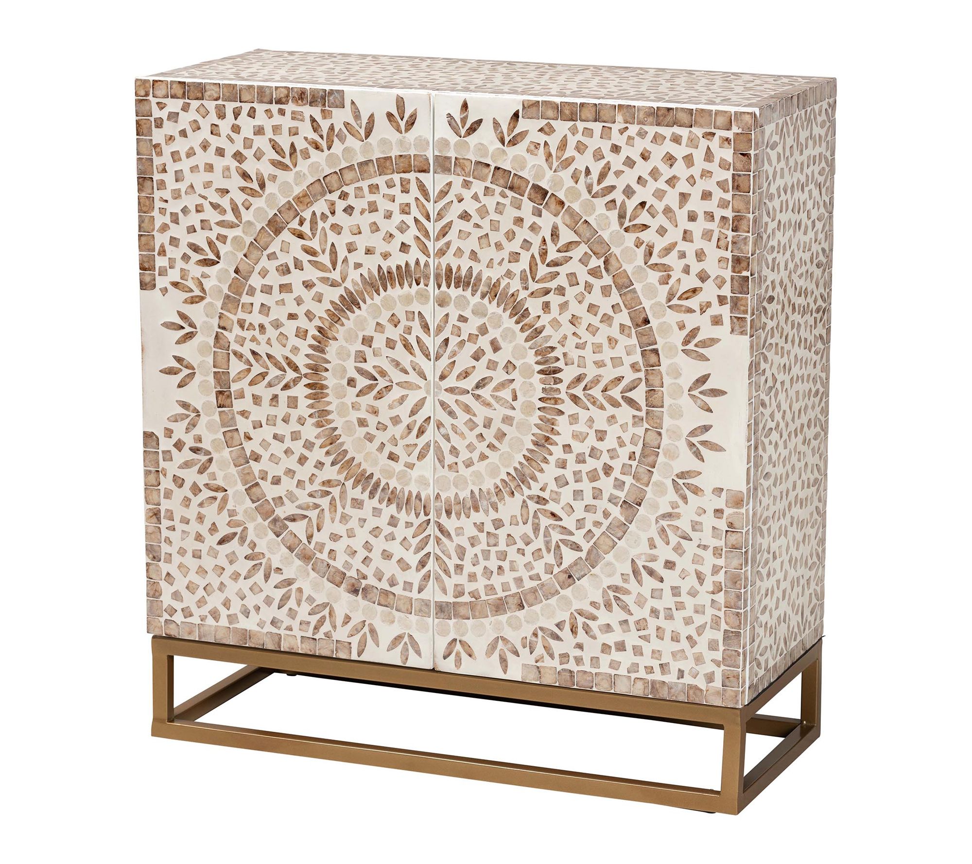 Baxton Studio Ercilia Brown Mother of Pearl Storage Cabinet