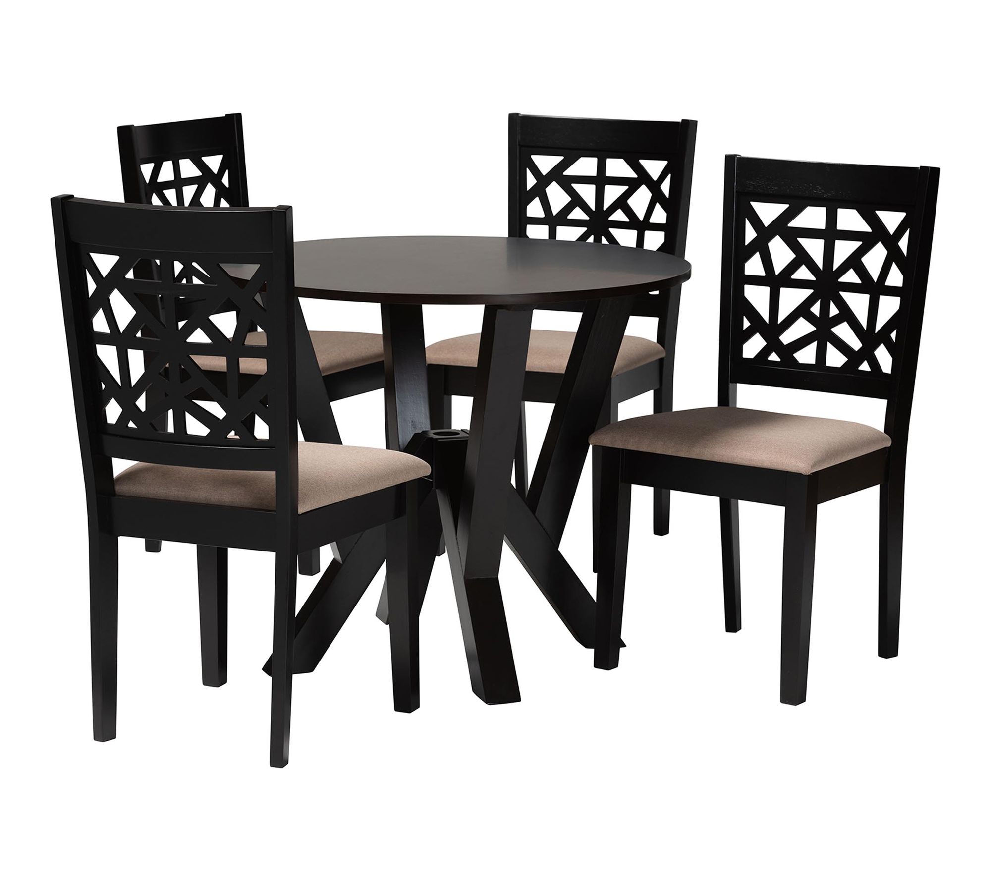 Baxton Studio Felice Fabric and Wood 5-Piece Dining Set