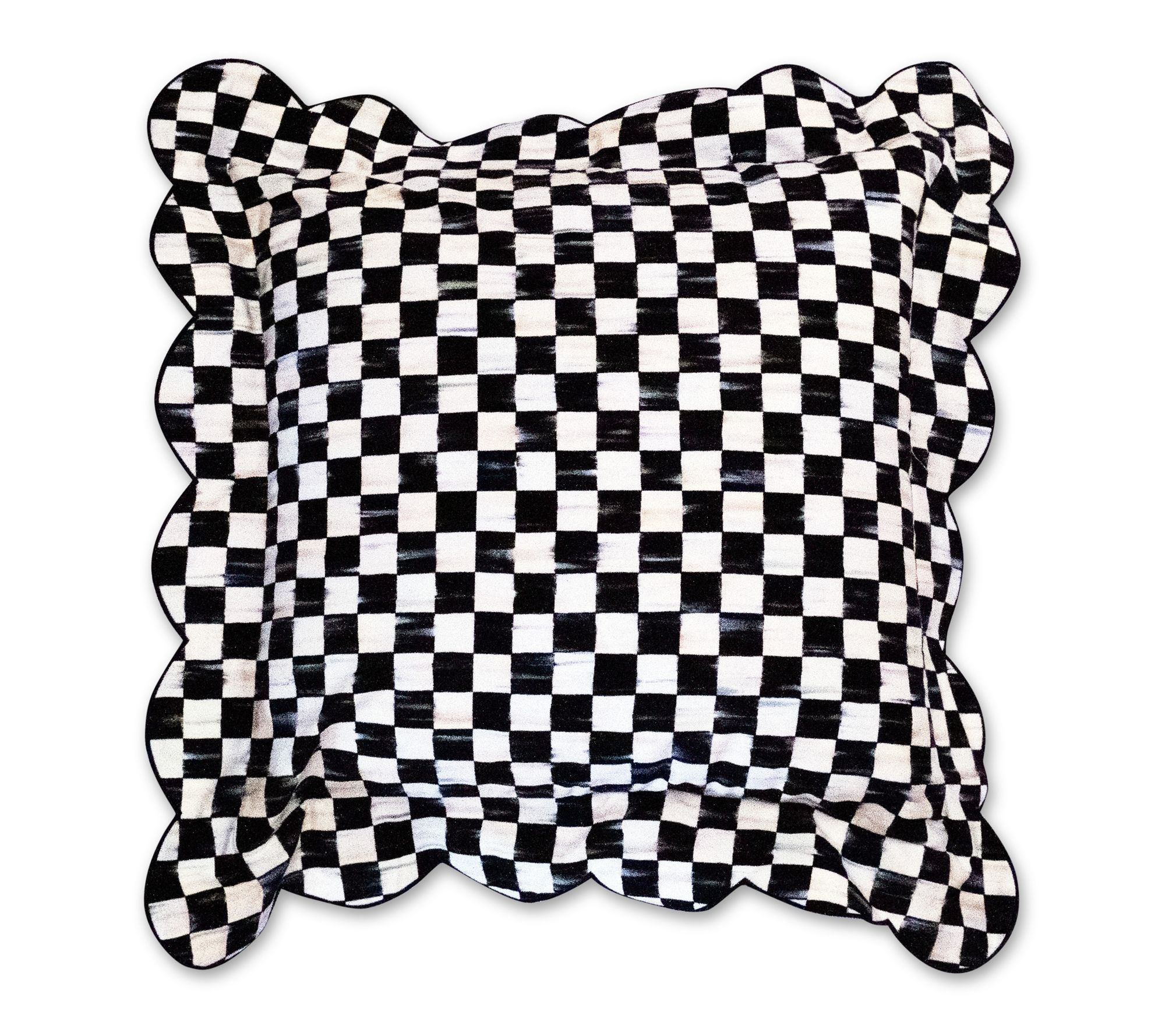 MacKenzie-Childs Check Reversible Scalloped Throw Pillow