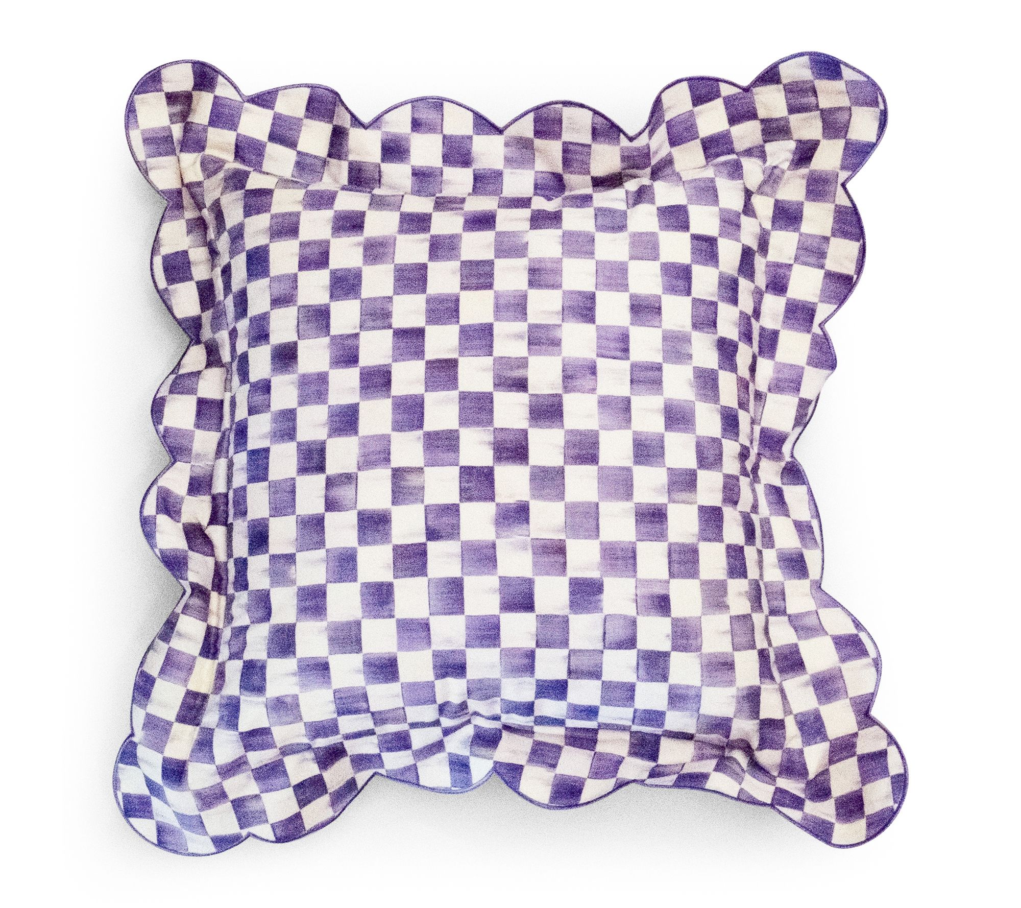MacKenzie-Childs Check Reversible Scalloped Throw Pillow