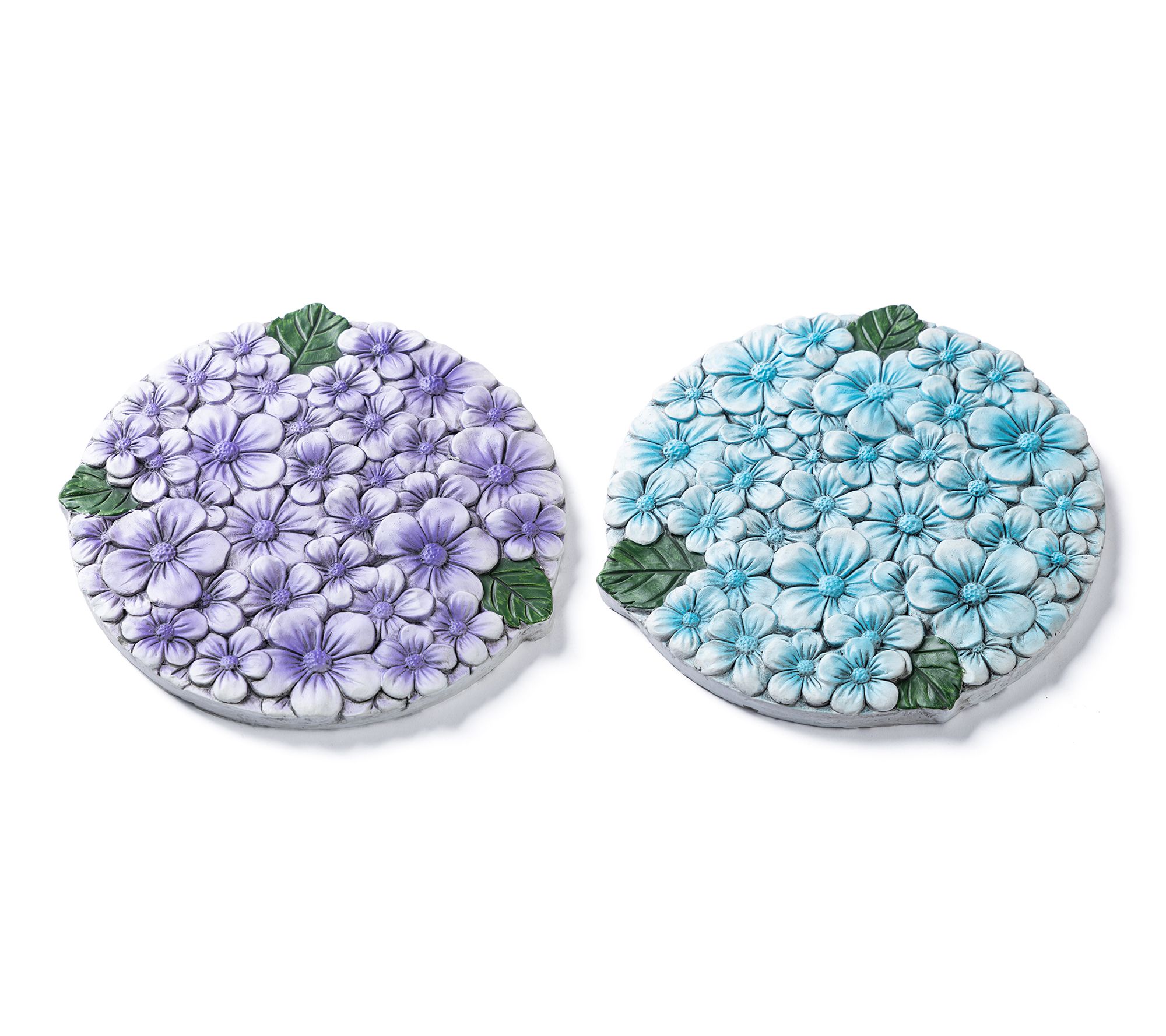 Glitzhome 10"D S/2 Cement Hydrangea Textured Stepping Stones