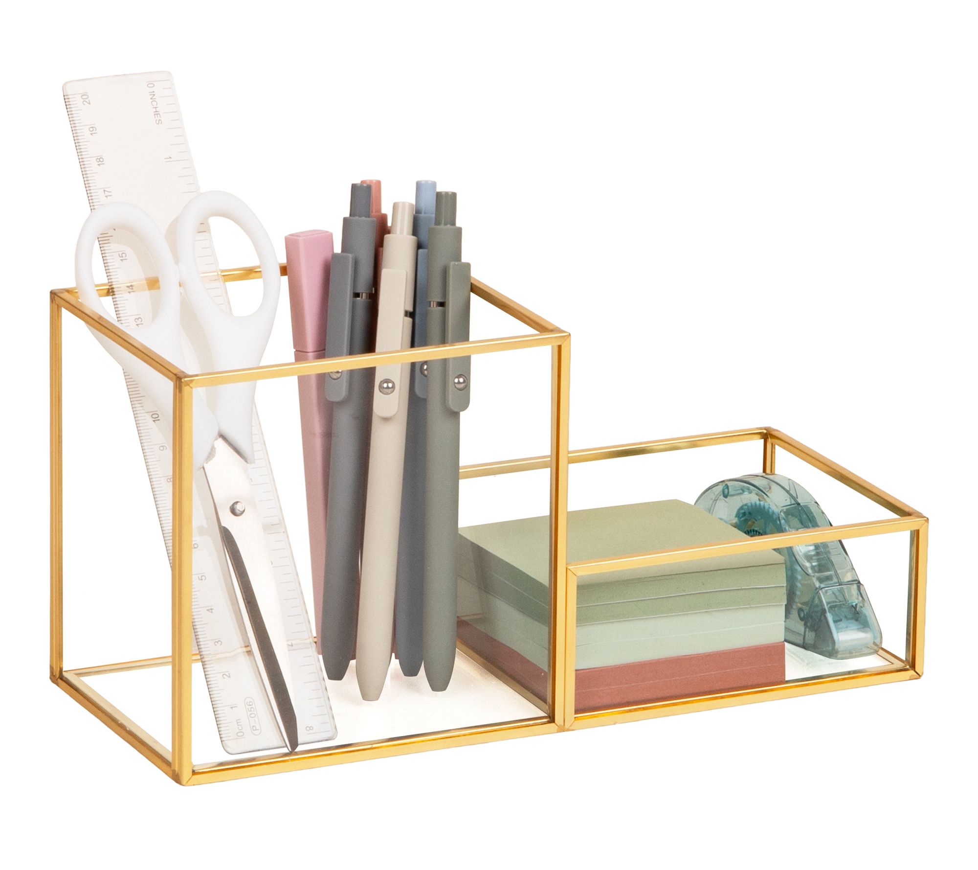 Mind Reader 2-Compartment Glass Catch-All Tray