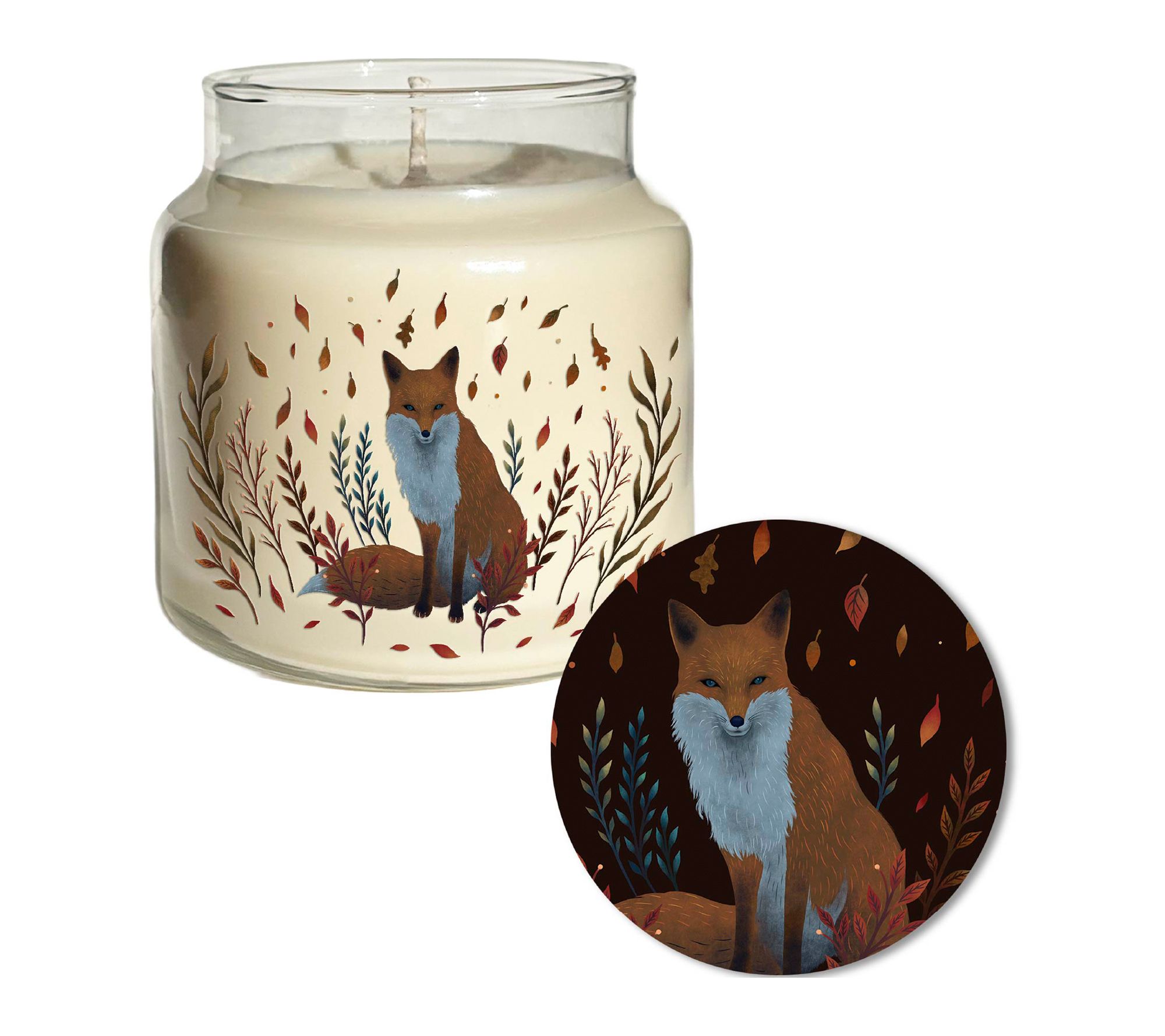 Courtside Market Autumn Fox 18 oz Candle with Wooden Lid