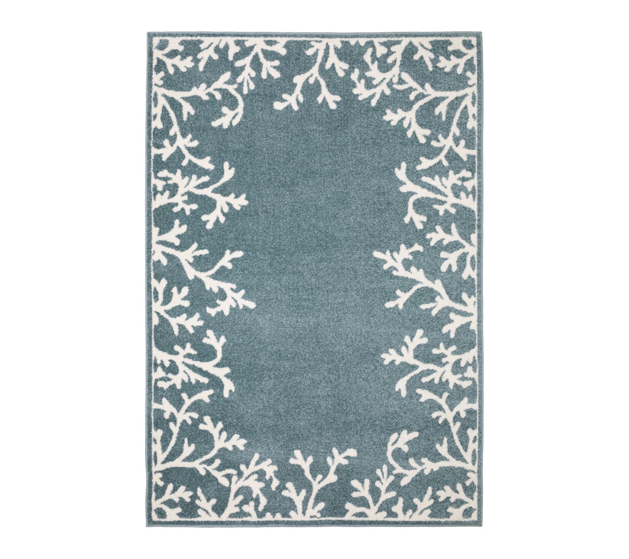 HomeRoots 5' x 7' Blue Ivory Seashell Coral Area Rug