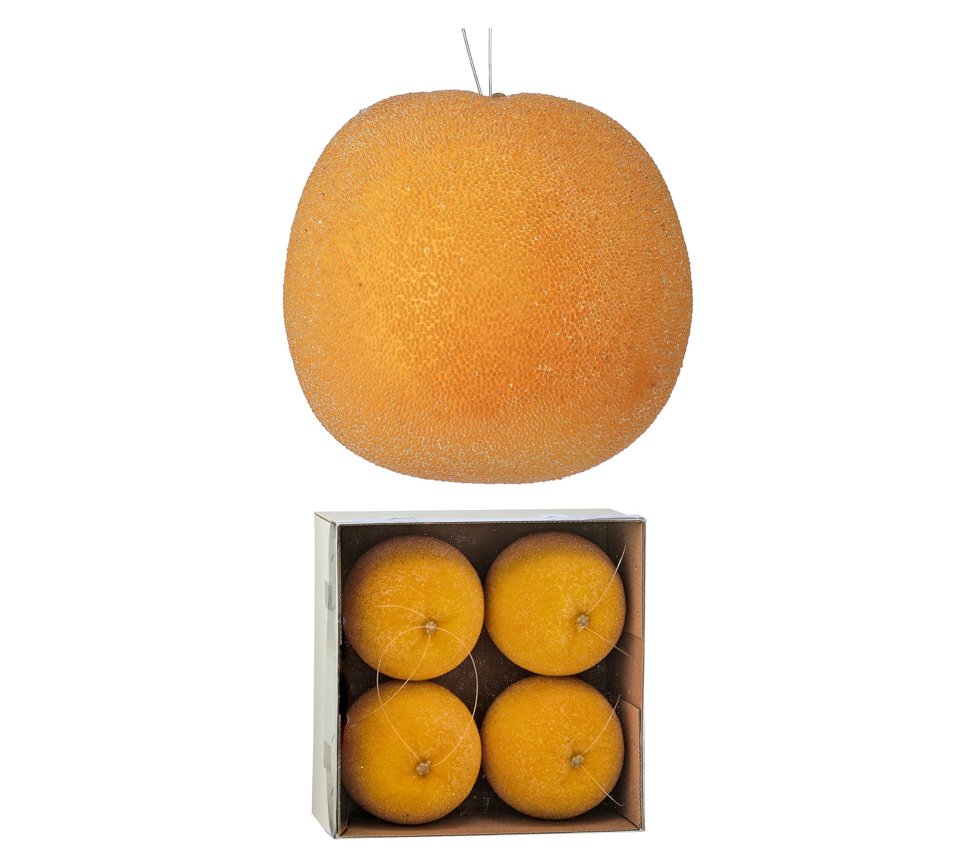  4" Sugared Beaded Orange Ornament Box of 4 by Valerie