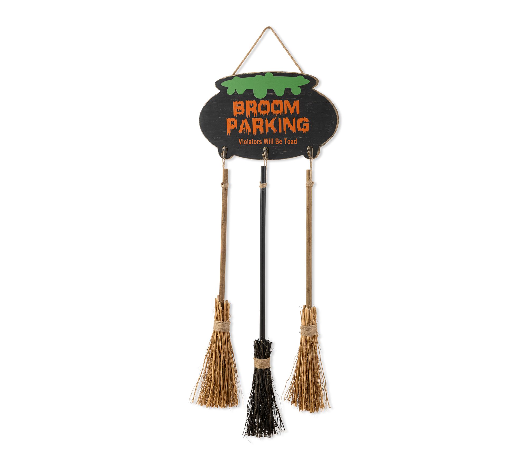 Glitzhome 37"H Halloween Wooden Cauldron and Broom Porch Decor