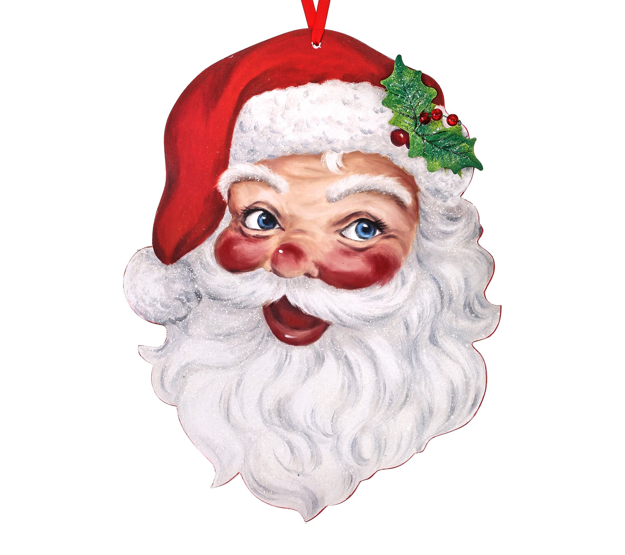 16" Mdf Retro Santa Head Ornament Wall Piece by Valerie