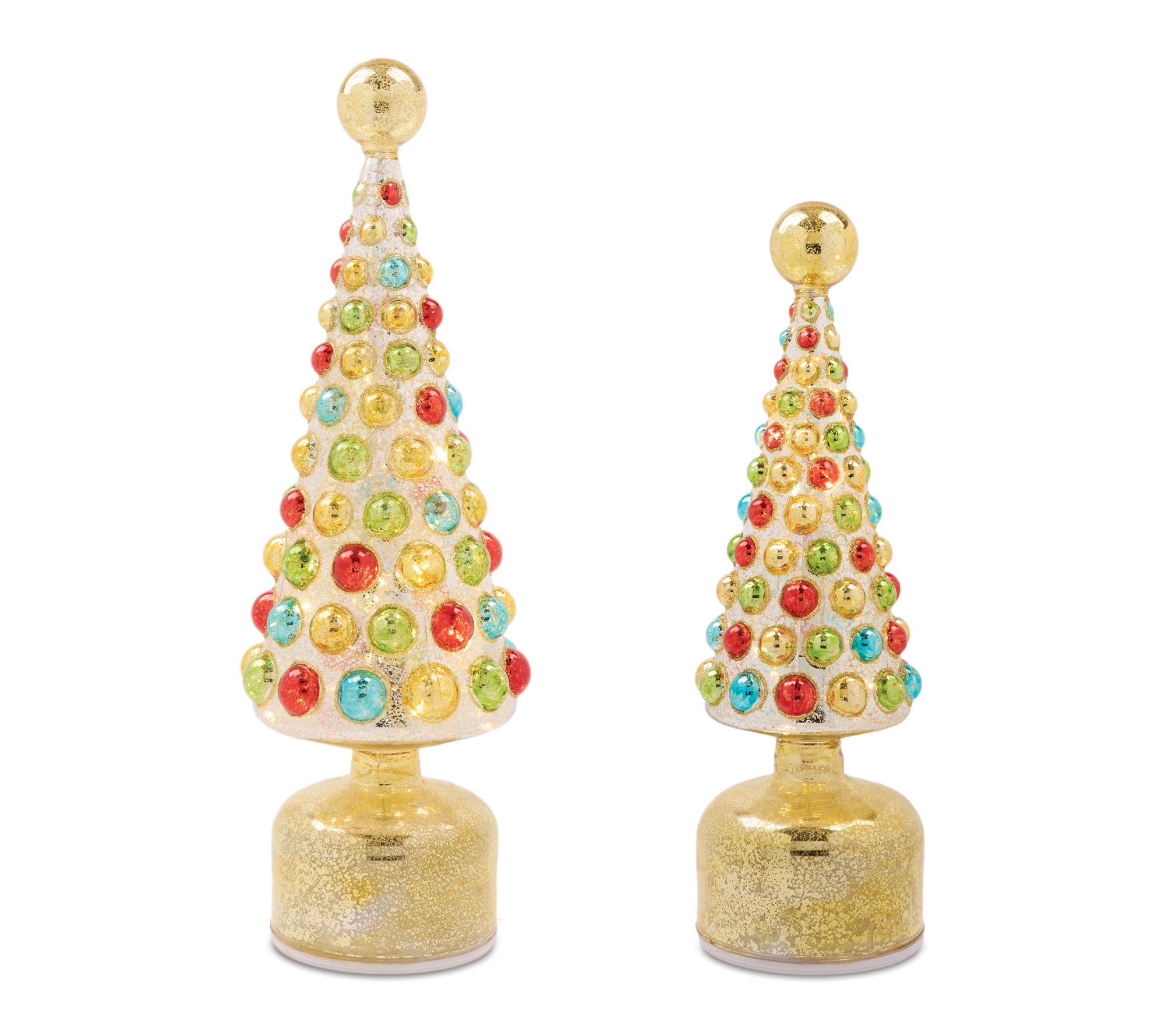 Melrose LED Mercury Glass Rotating Christmas Tree (Set of 2)