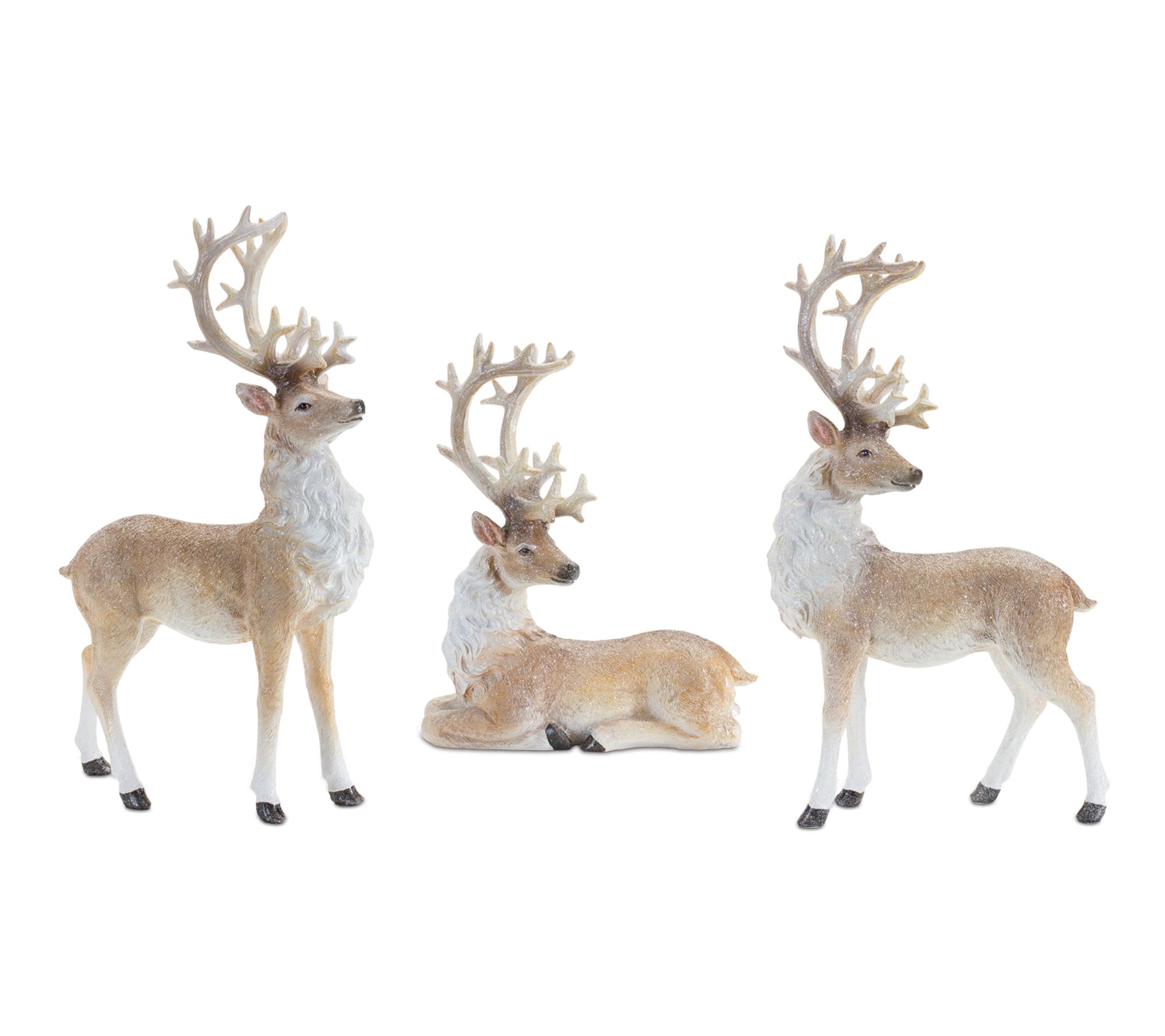 Melrose Glittered Holiday Deer Figurine (Set of 3)