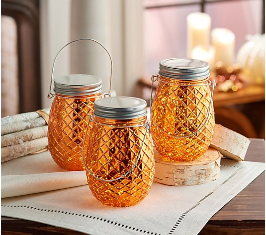 Set of 3 Illuminated Glass Mason Jars by Valerie