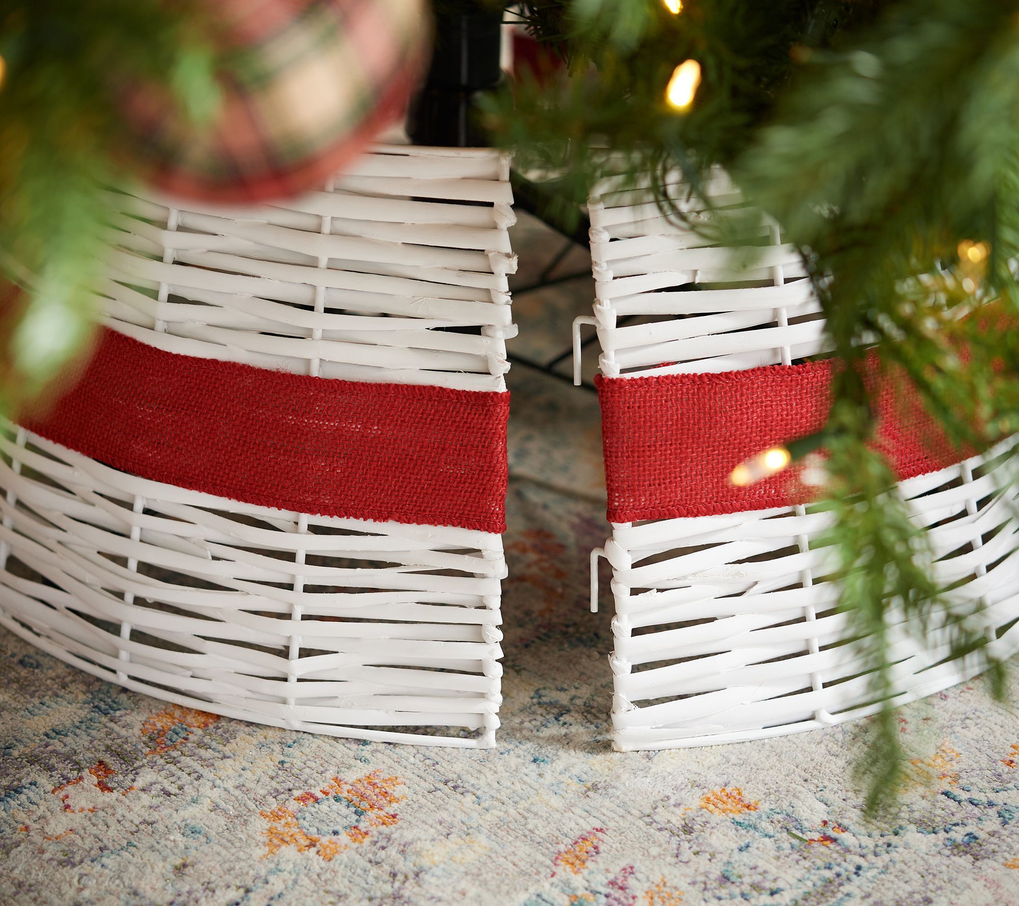 "As Is" 2Piece Basket Weave Tree Collar with Bow by Valerie