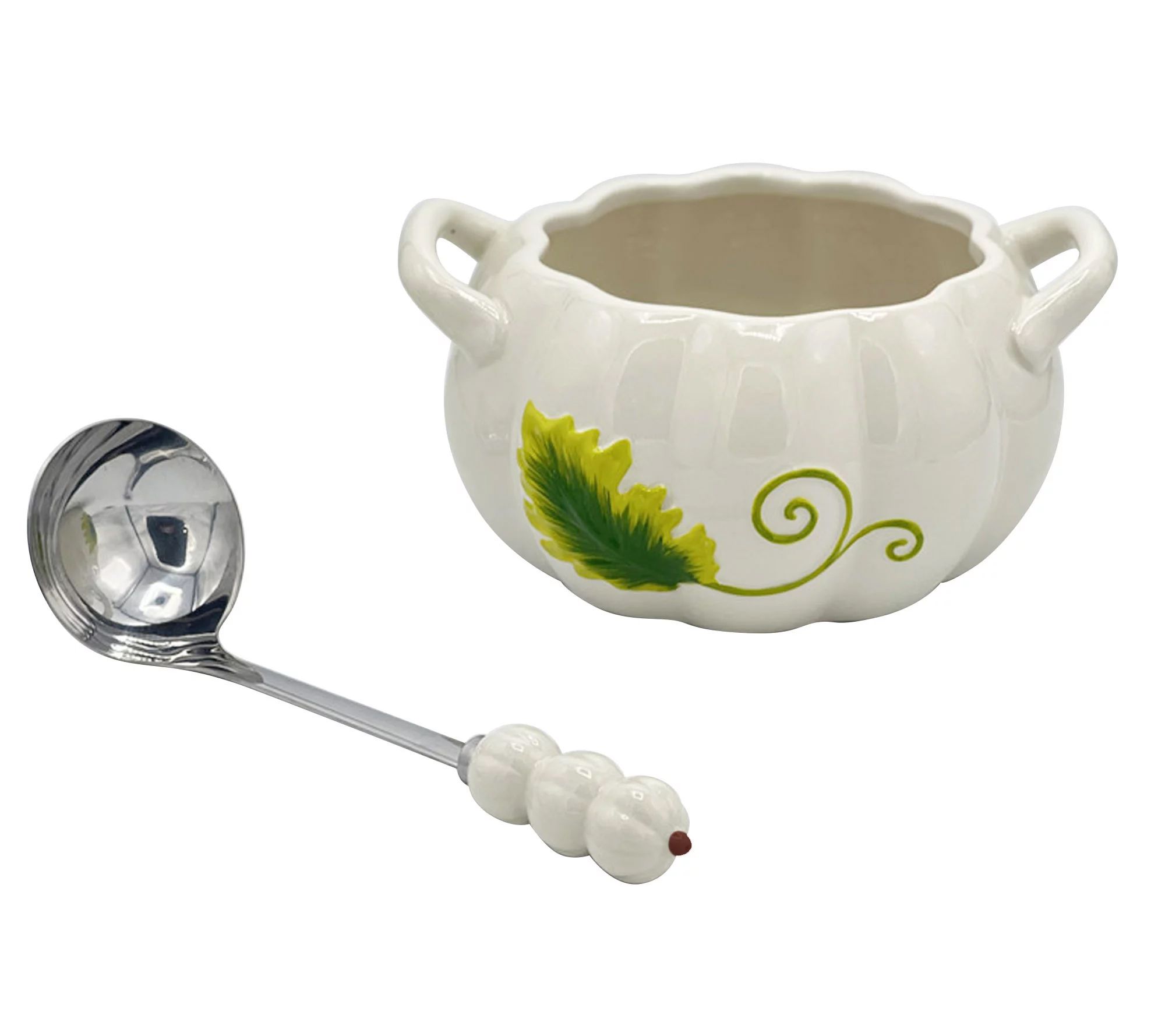 Temp-tations Seasonal Figural Pumpkin 2-qt Soup Tureen w/ Ladle