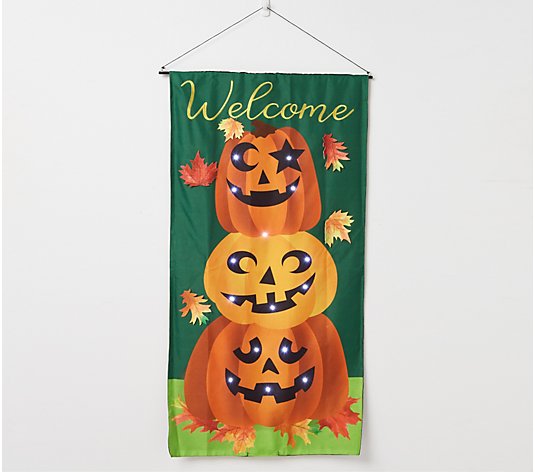 27" x 52" Harvest LED Door Banner with Hanger by Evergreen