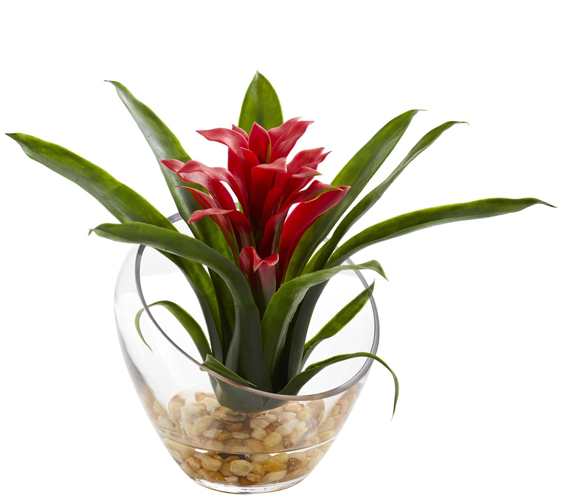 8" Tropical Bromeliad Vase Arrangement by Nearly Natural