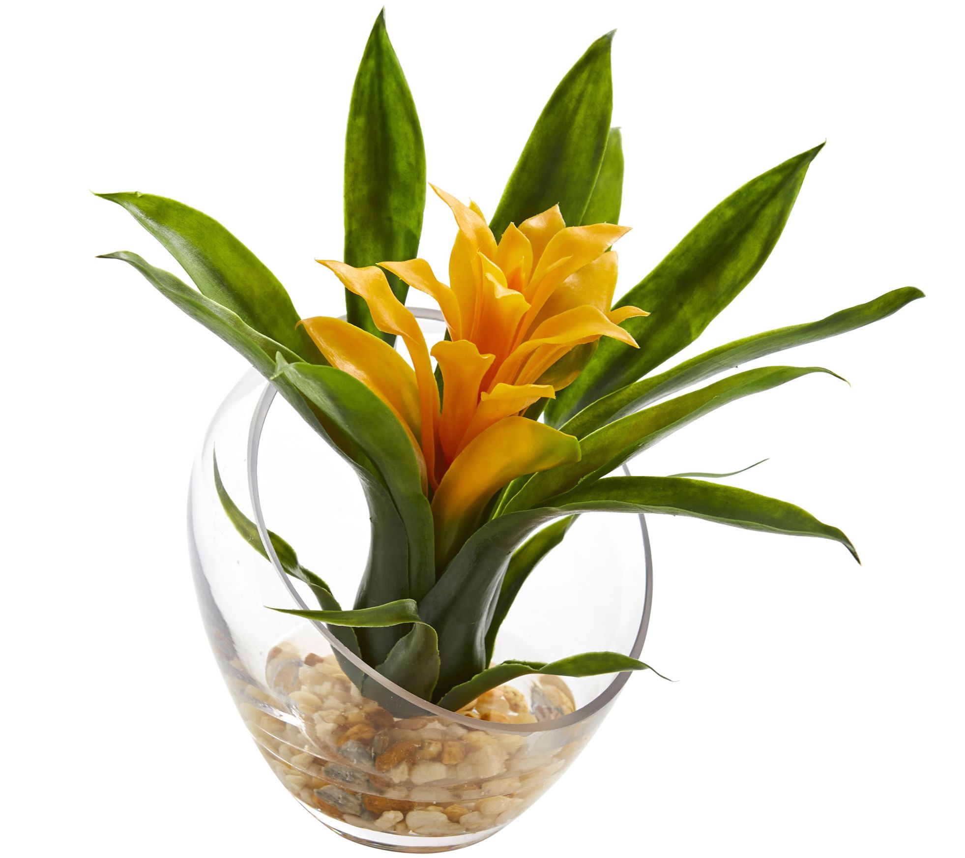 8" Tropical Bromeliad Vase Arrangement by Nearly Natural