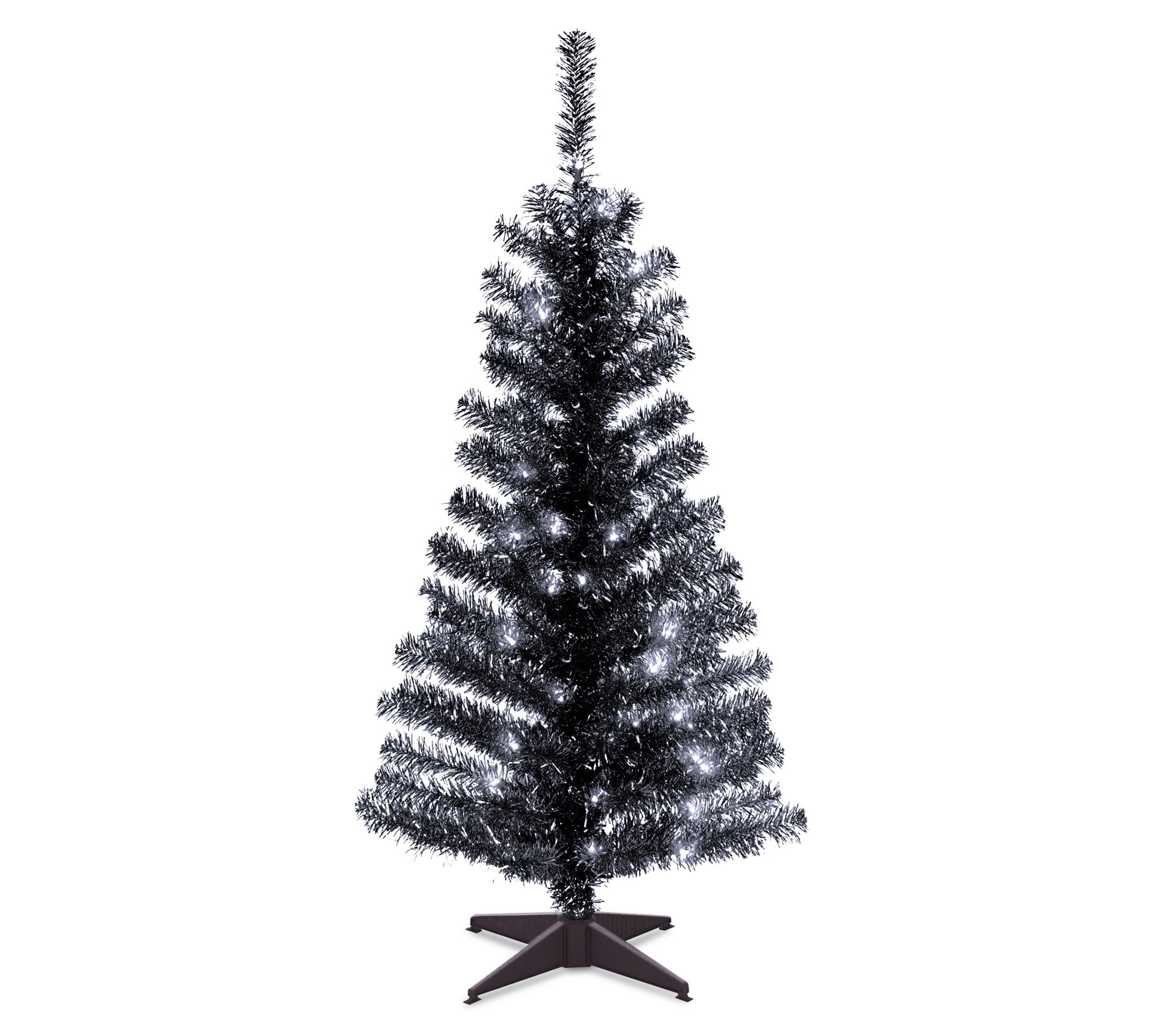 4' Black Tinsel Tree with Clear Lights - QVC.com