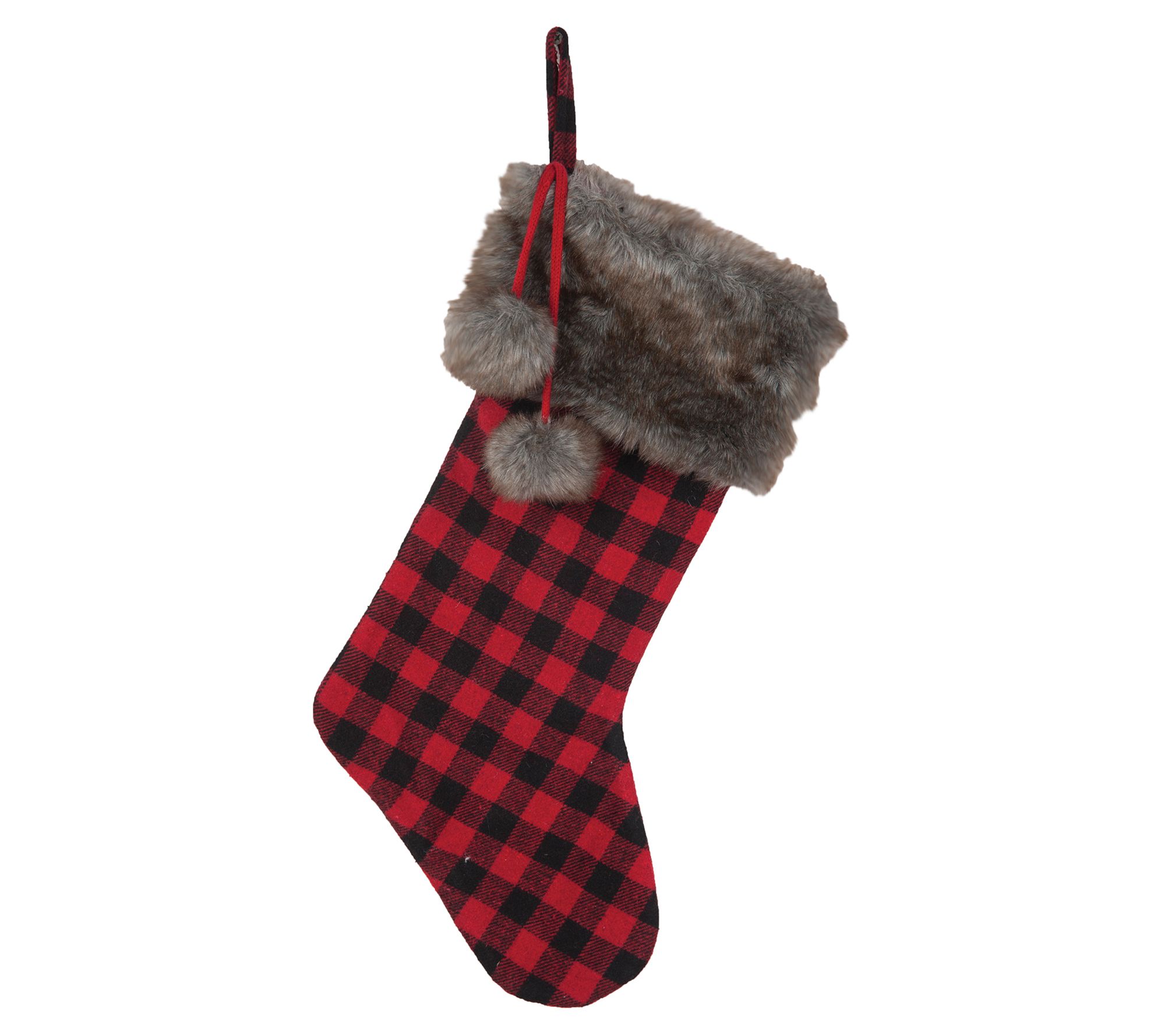 Buffalo Check Stocking, Plaid Christmas Stocking, Personalized Fur